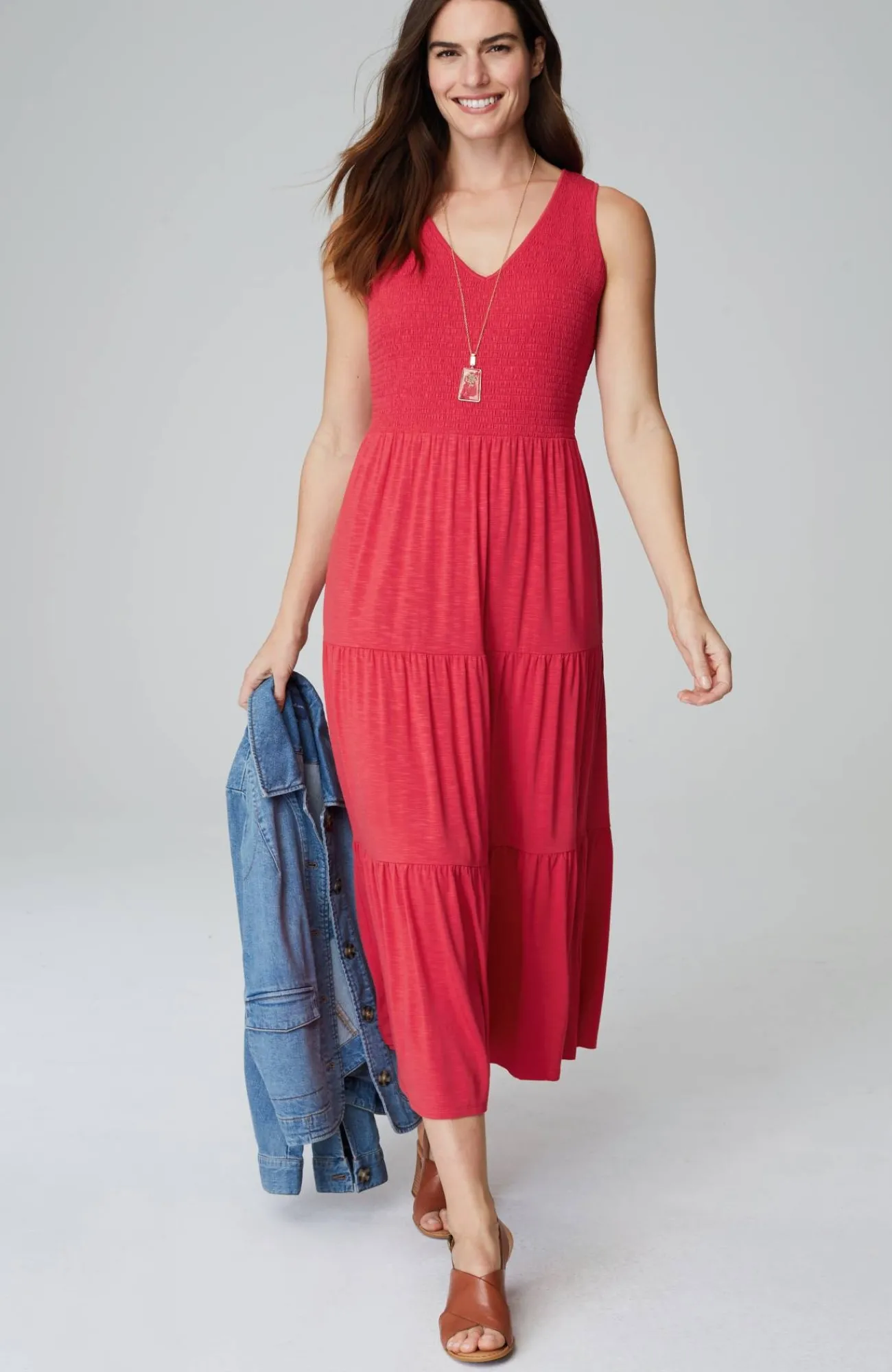 J.Jill Smocked Tiered Midi Dress Cheap