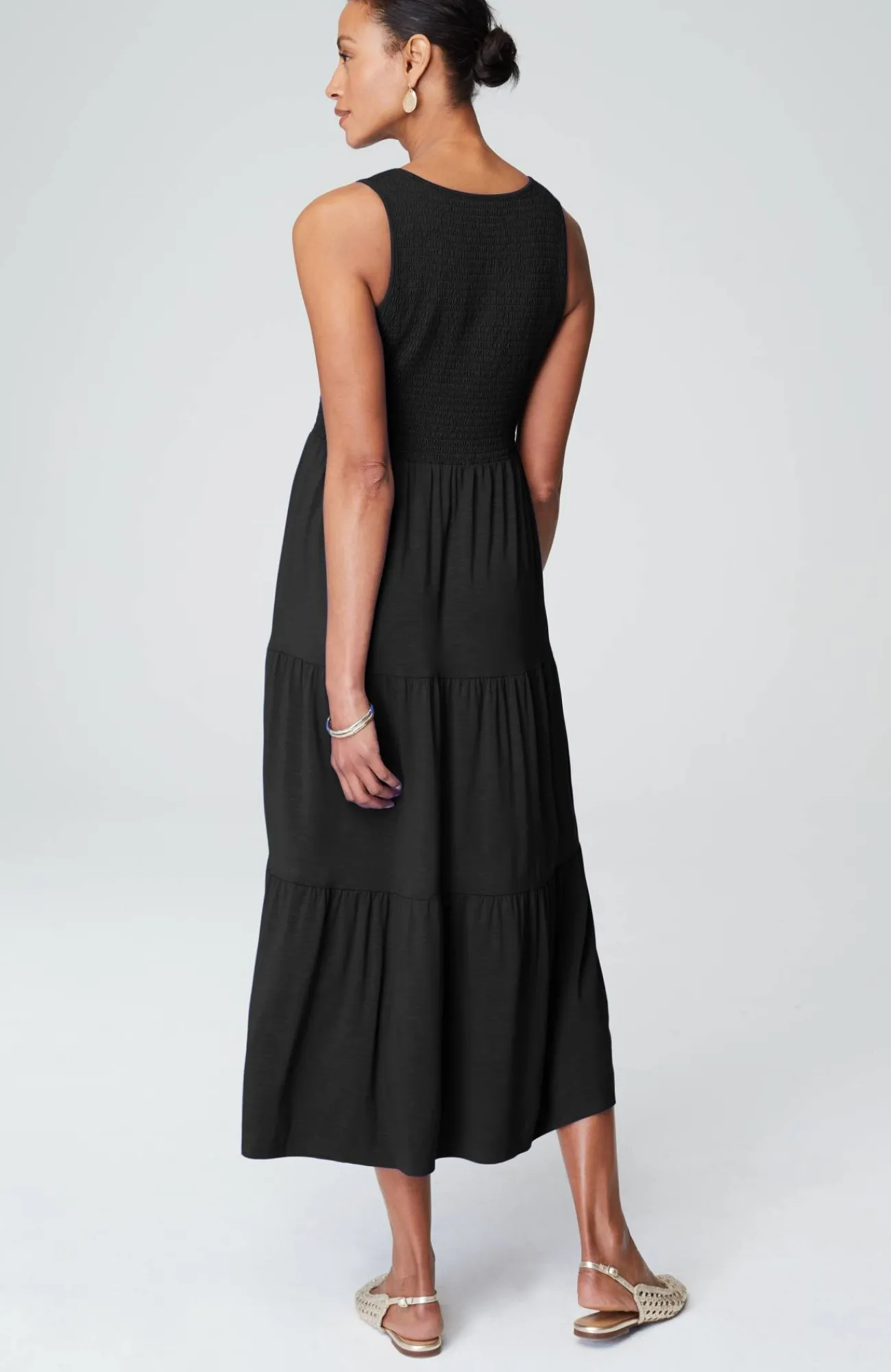 J.Jill Smocked Tiered Midi Dress Cheap