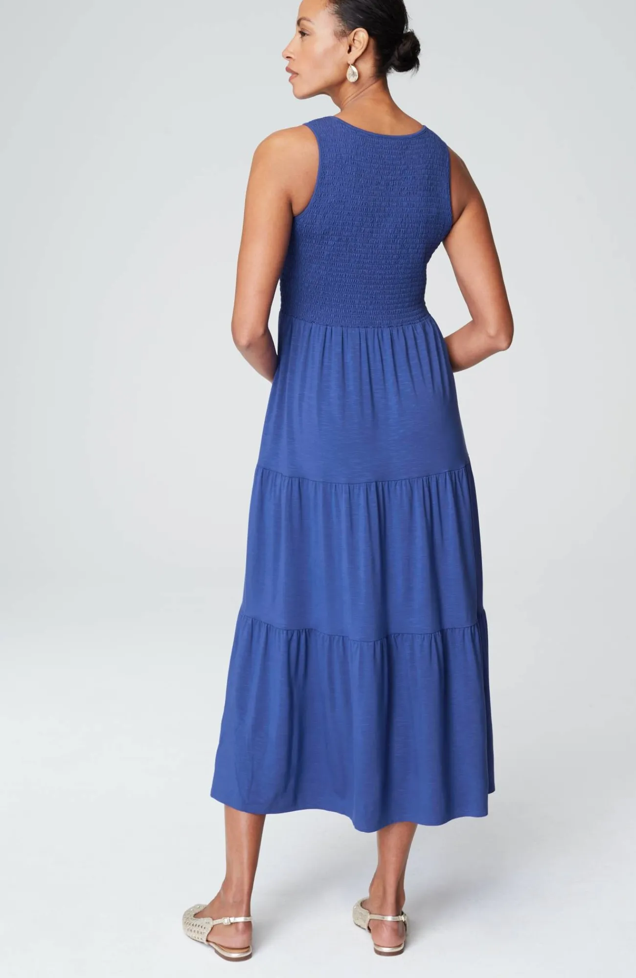 J.Jill Smocked Tiered Midi Dress Cheap