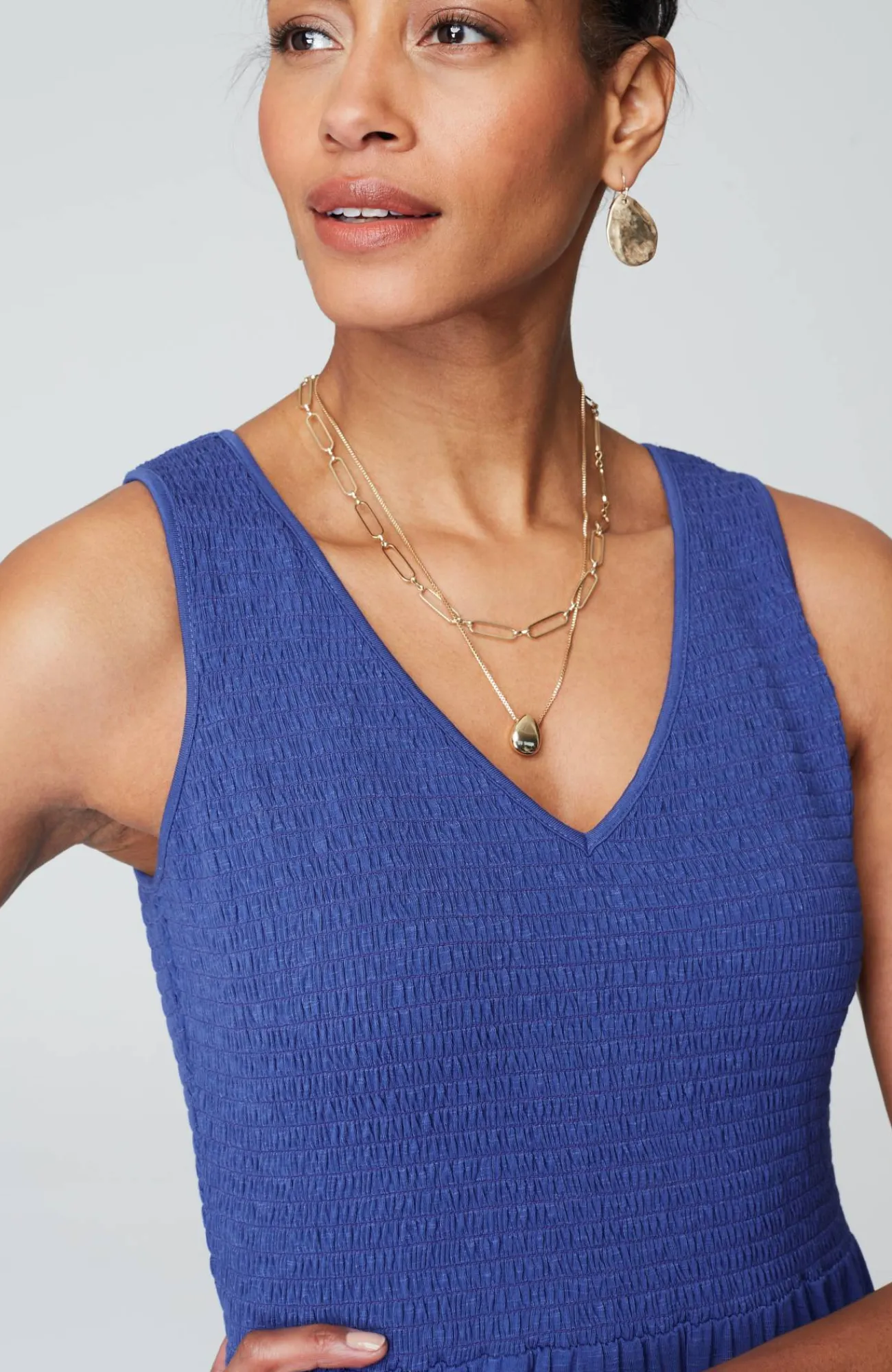 J.Jill Smocked Tiered Midi Dress Cheap