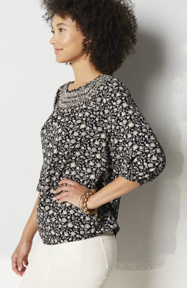 J.Jill Smocked Two-Way A-Line Top Best