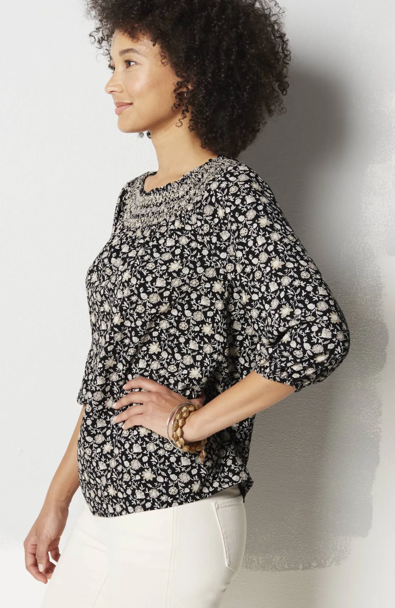 J.Jill Smocked Two-Way A-Line Top Best