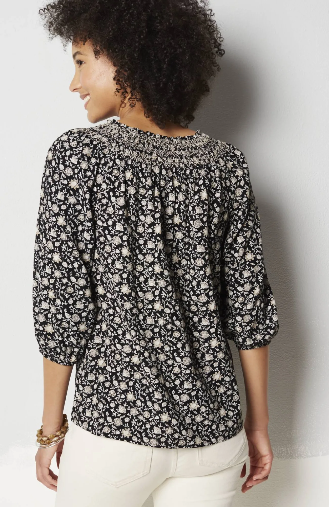 J.Jill Smocked Two-Way A-Line Top Best