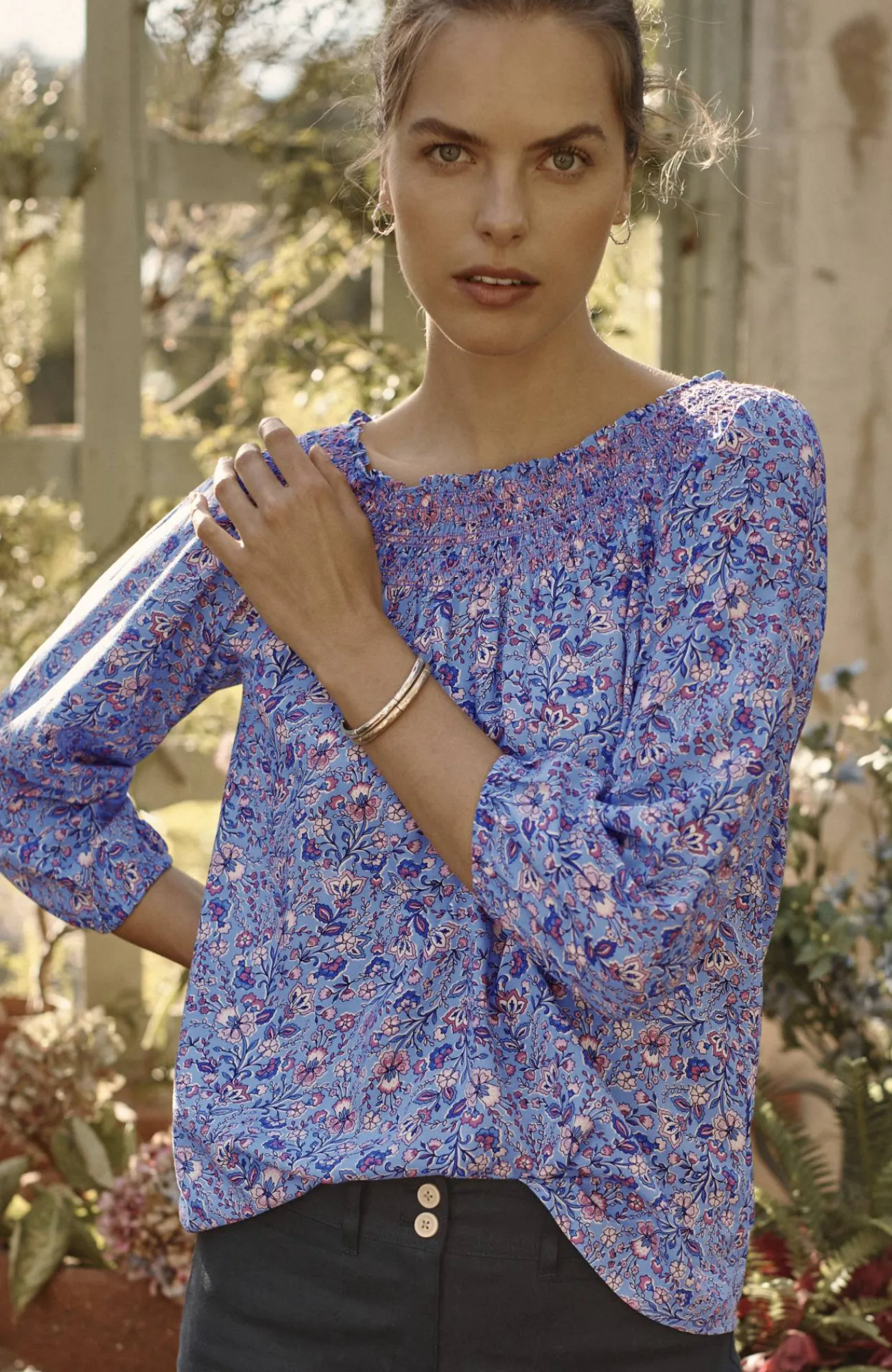 J.Jill Smocked Two-Way A-Line Top Best