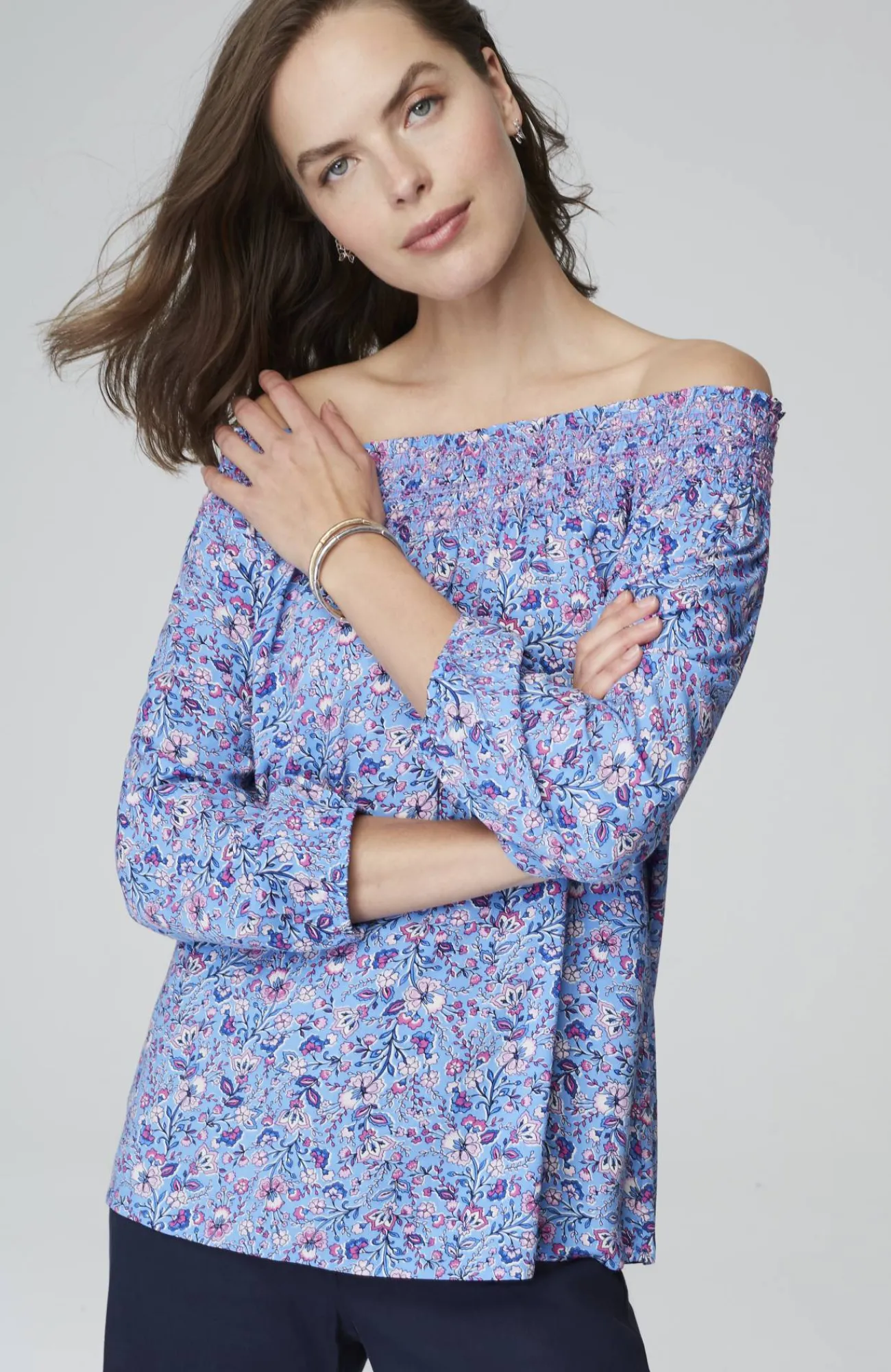 J.Jill Smocked Two-Way A-Line Top Best