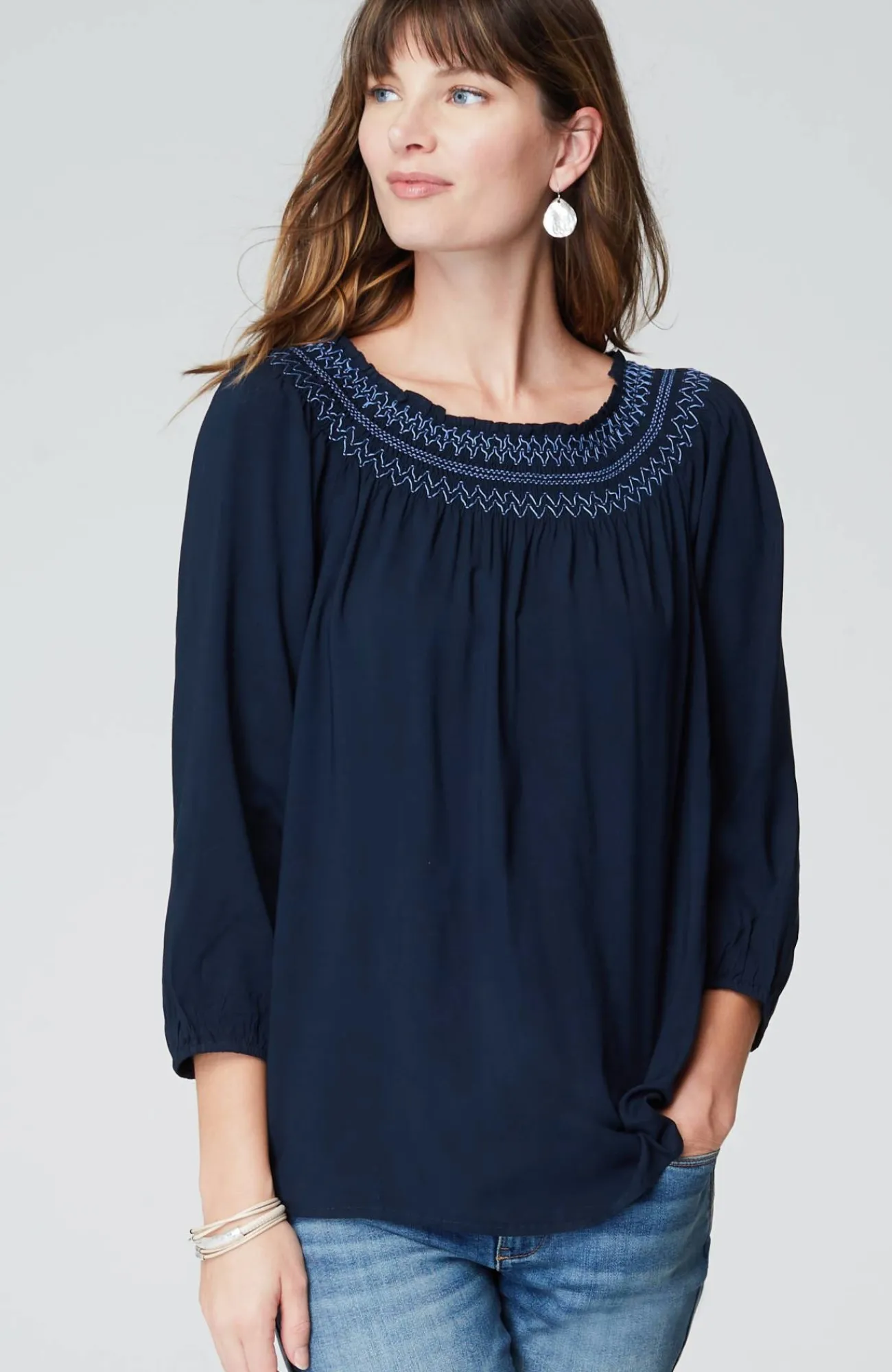 J.Jill Smocked Two-Way A-Line Top Best