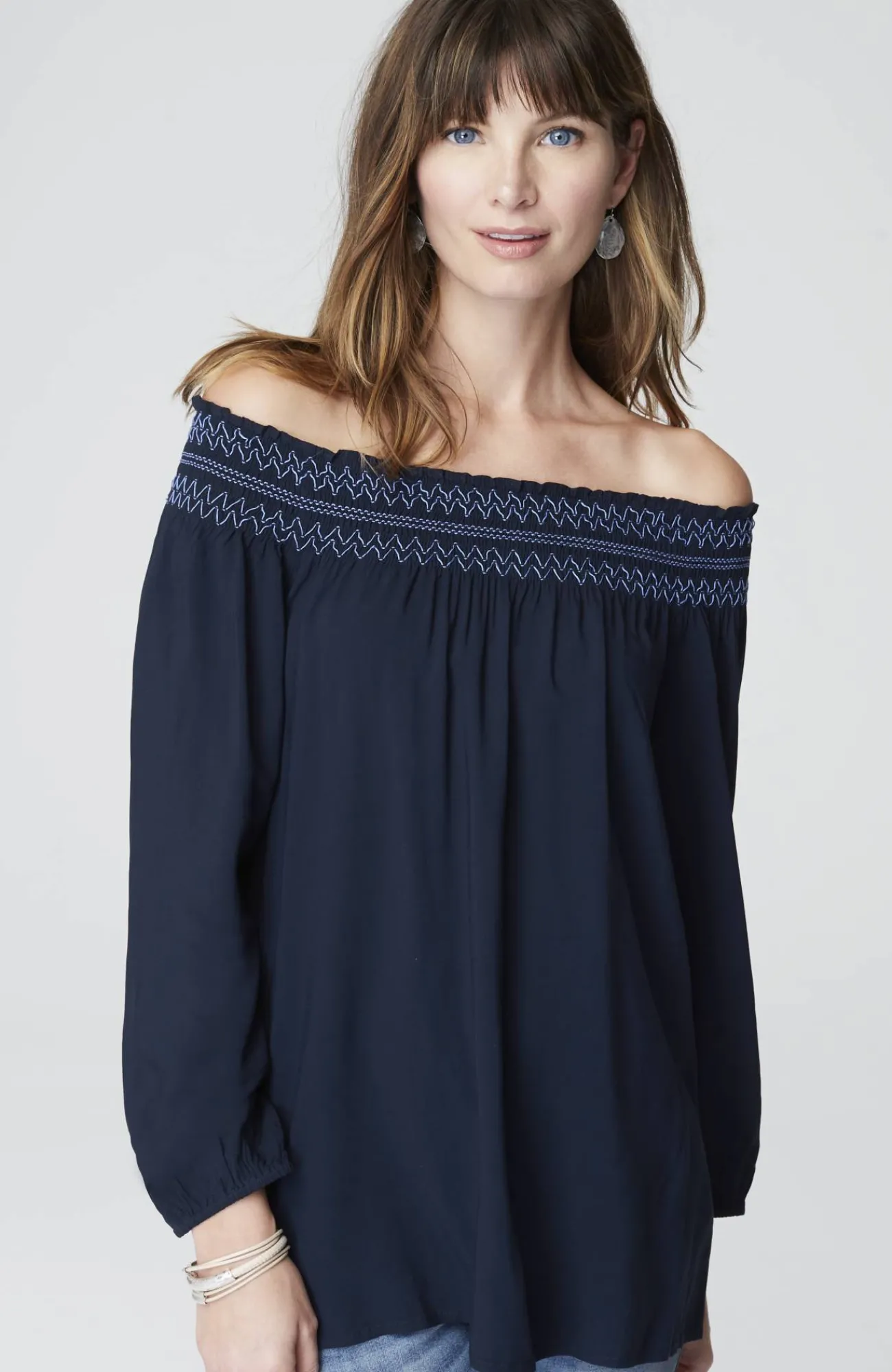 J.Jill Smocked Two-Way A-Line Top Best