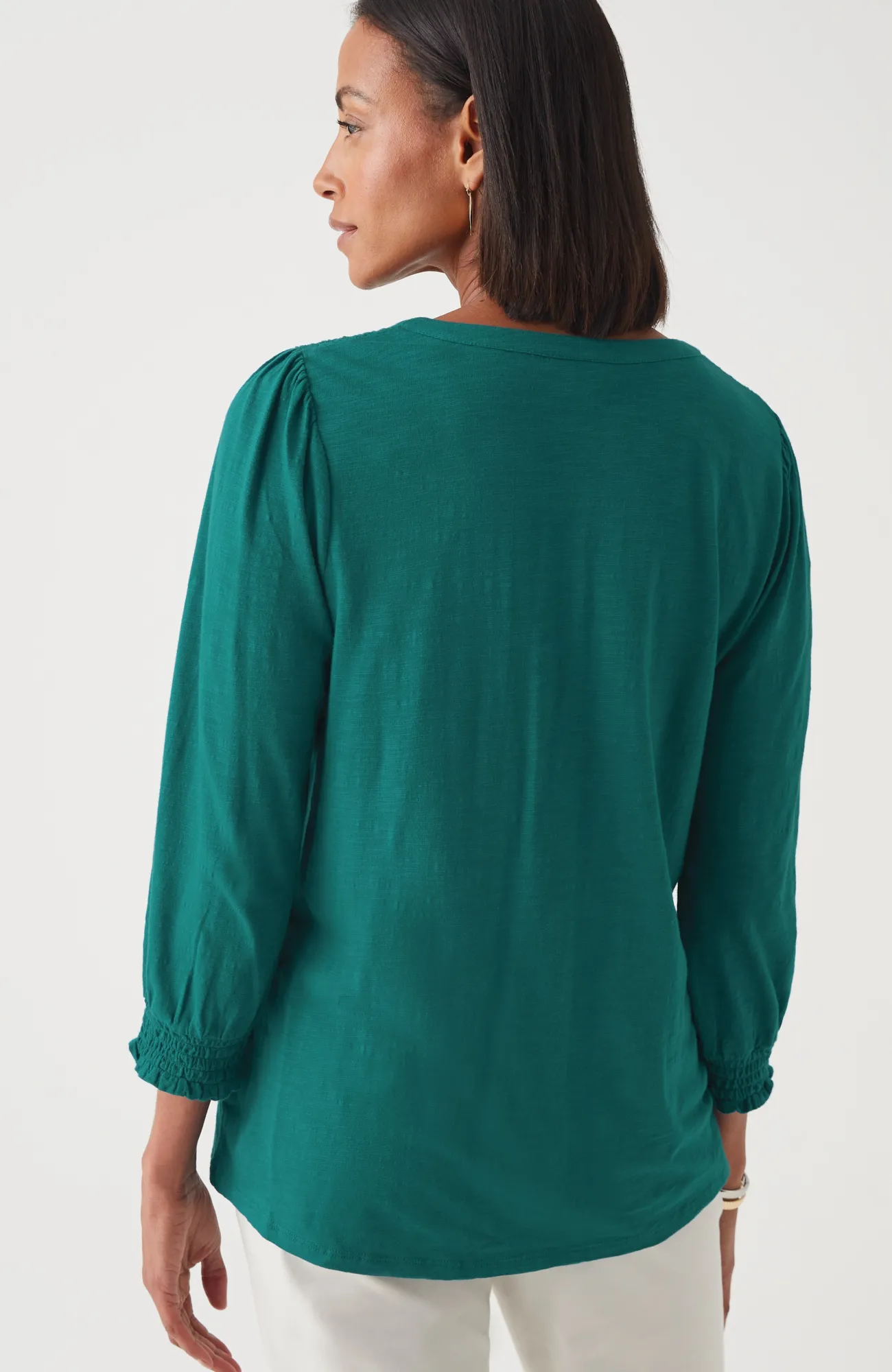 J.Jill Smocked-Sleeve Henley Top Sale
