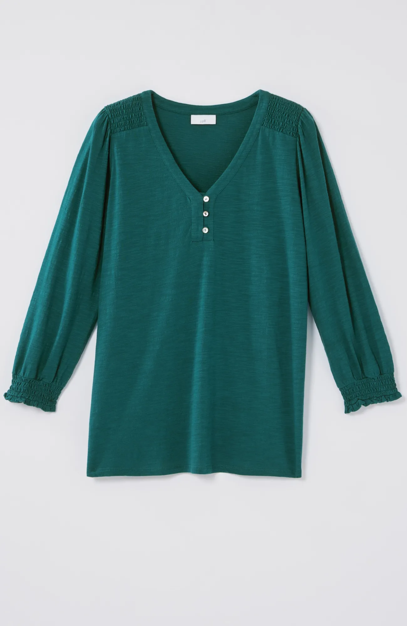 J.Jill Smocked-Sleeve Henley Top Sale