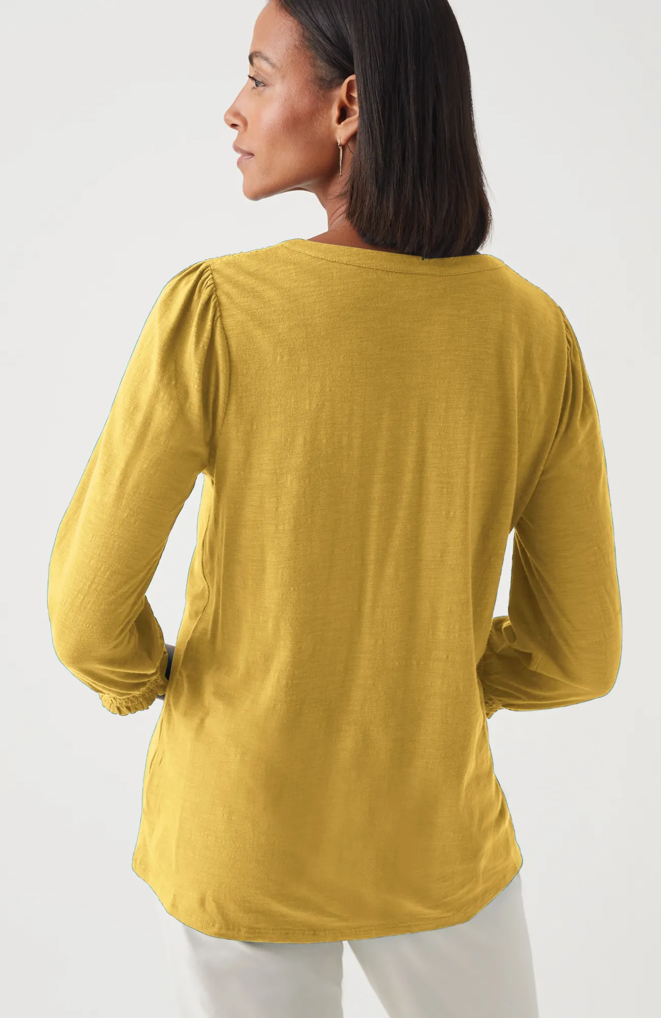J.Jill Smocked-Sleeve Henley Top Sale