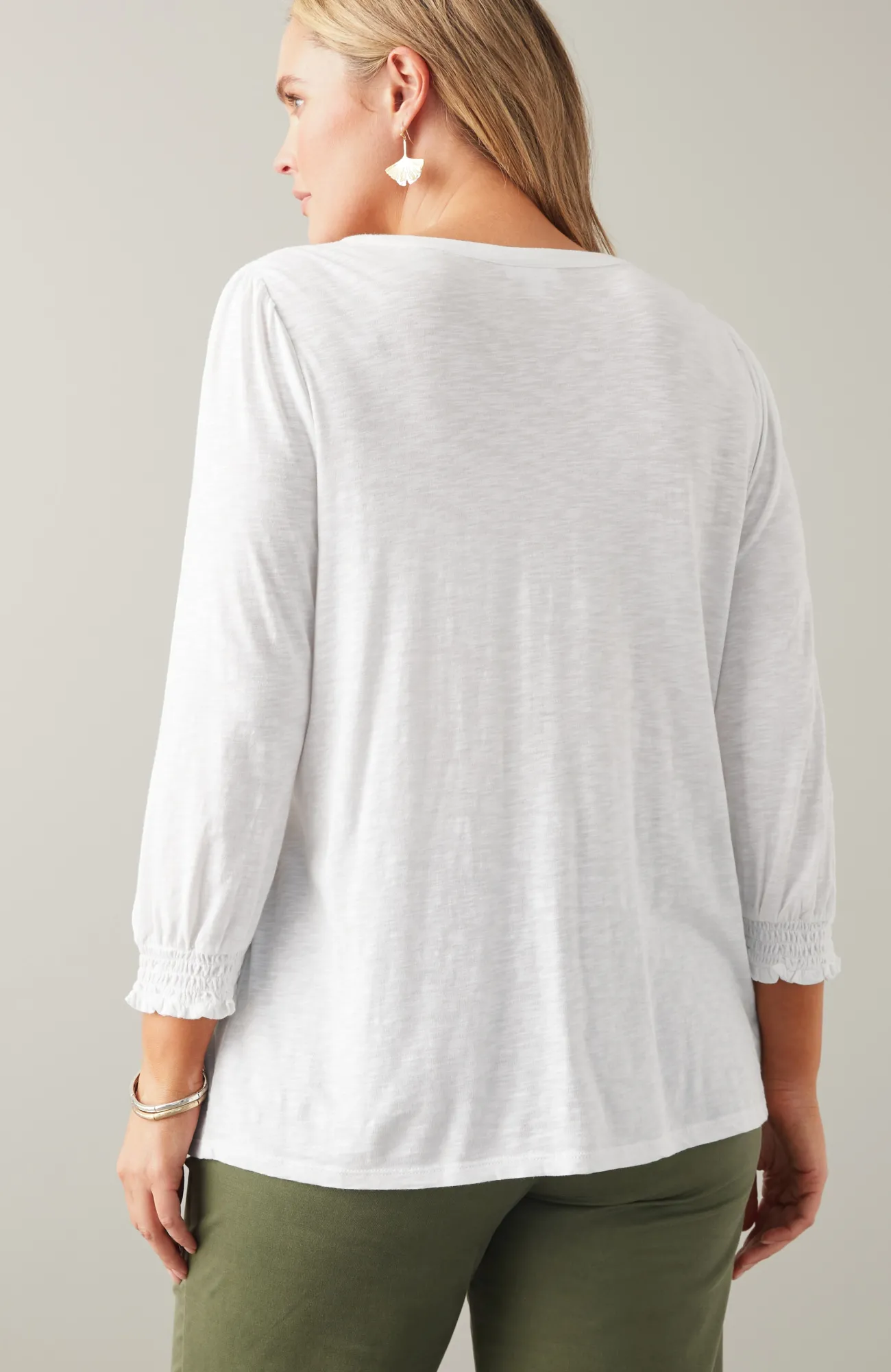 J.Jill Smocked-Sleeve Henley Top Sale