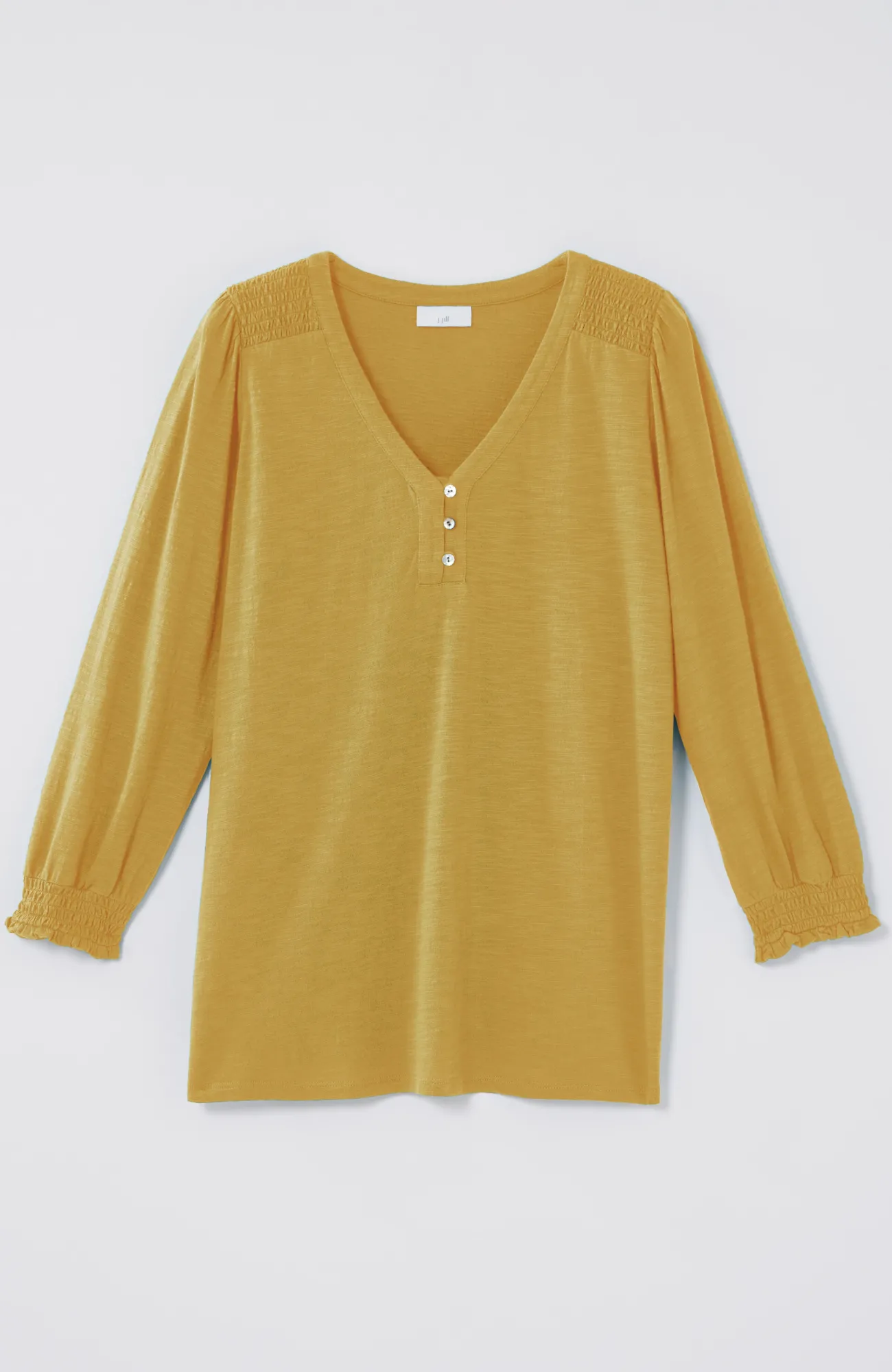 J.Jill Smocked-Sleeve Henley Top Sale
