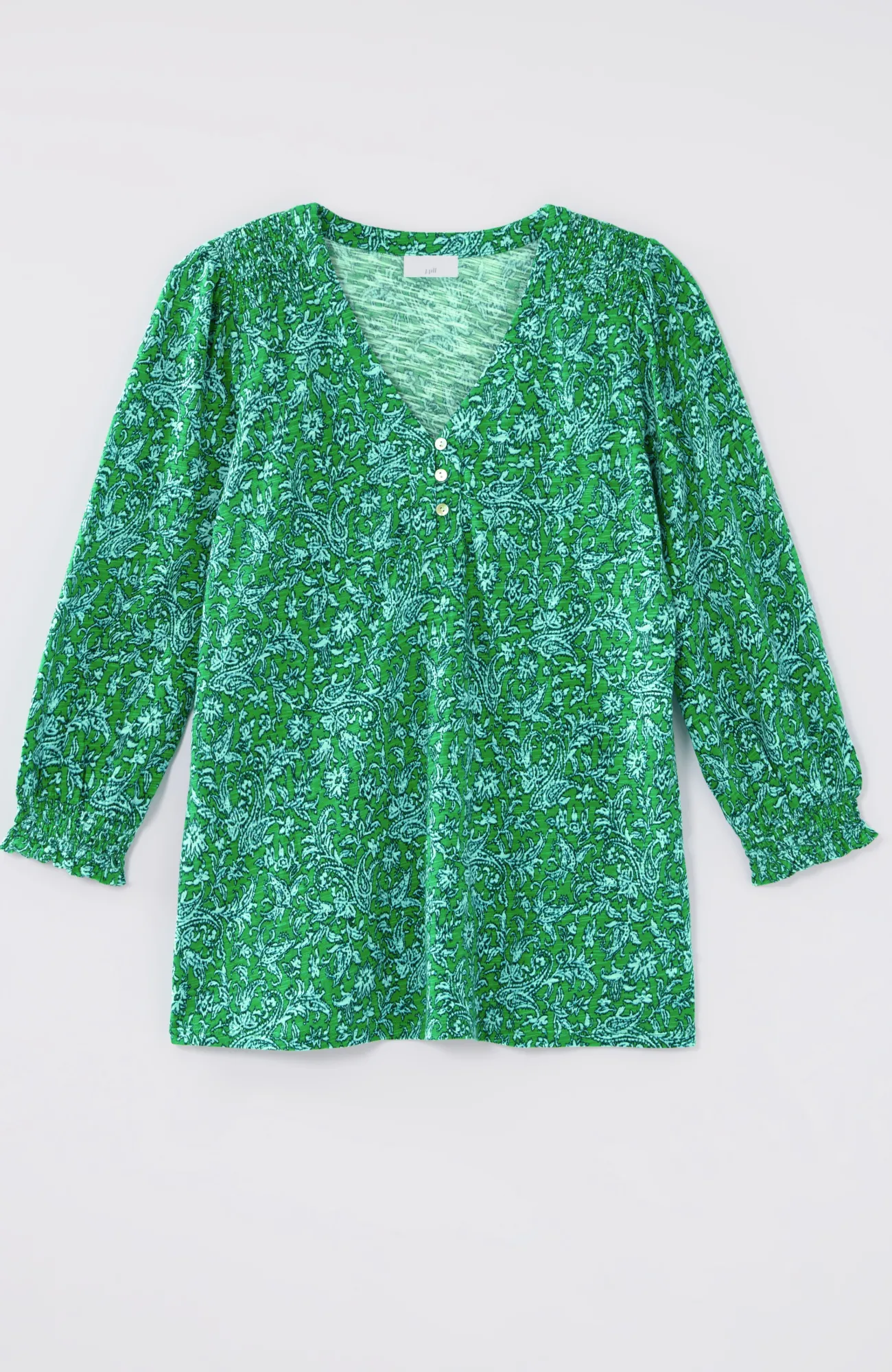 J.Jill Smocked-Sleeve Henley Top Sale
