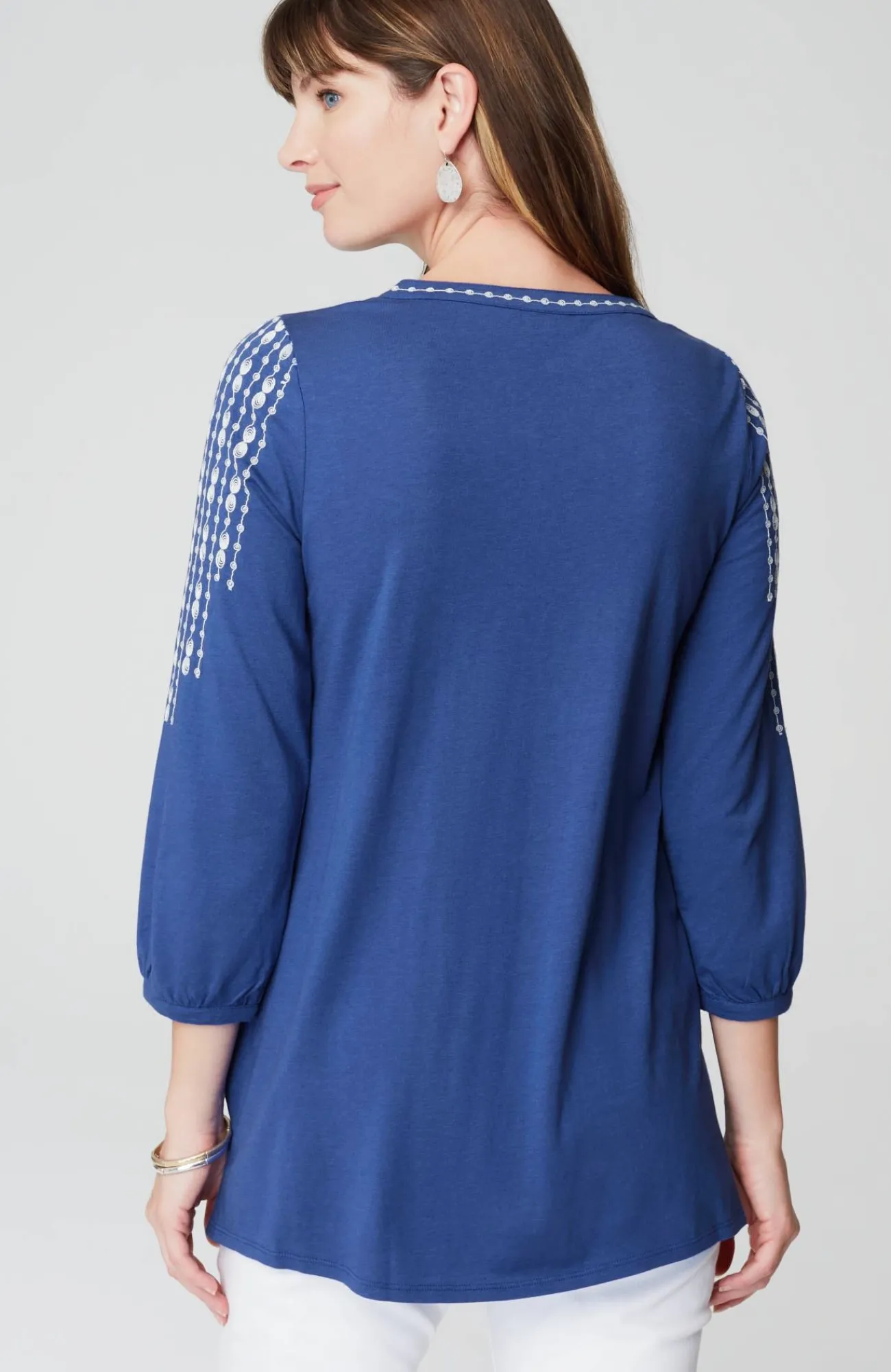 J.Jill Soutache Embroidered Tunic Azul/cream Discount