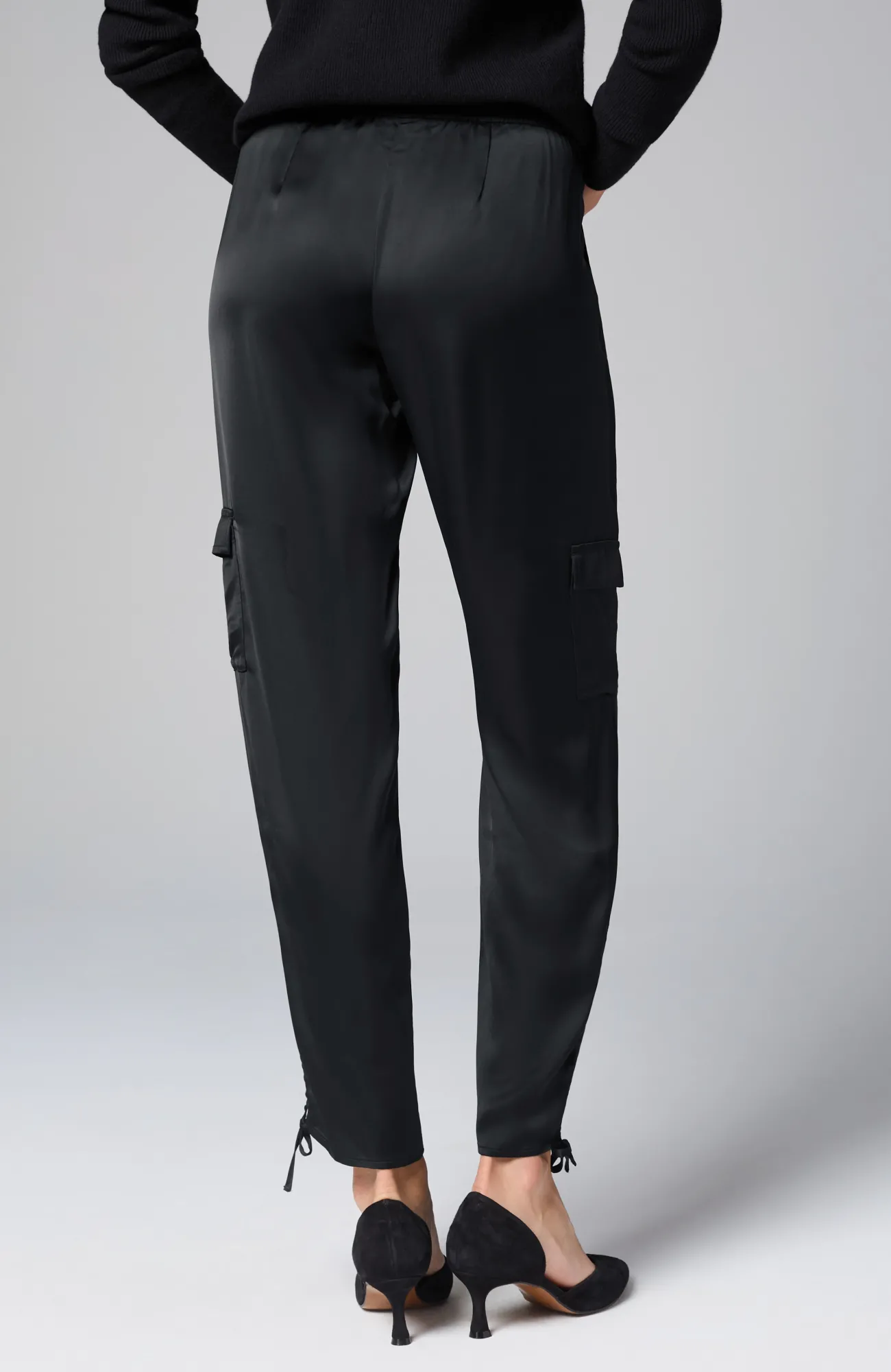 J.Jill Straight-Leg Satin Cargo Pants Obsidian Online