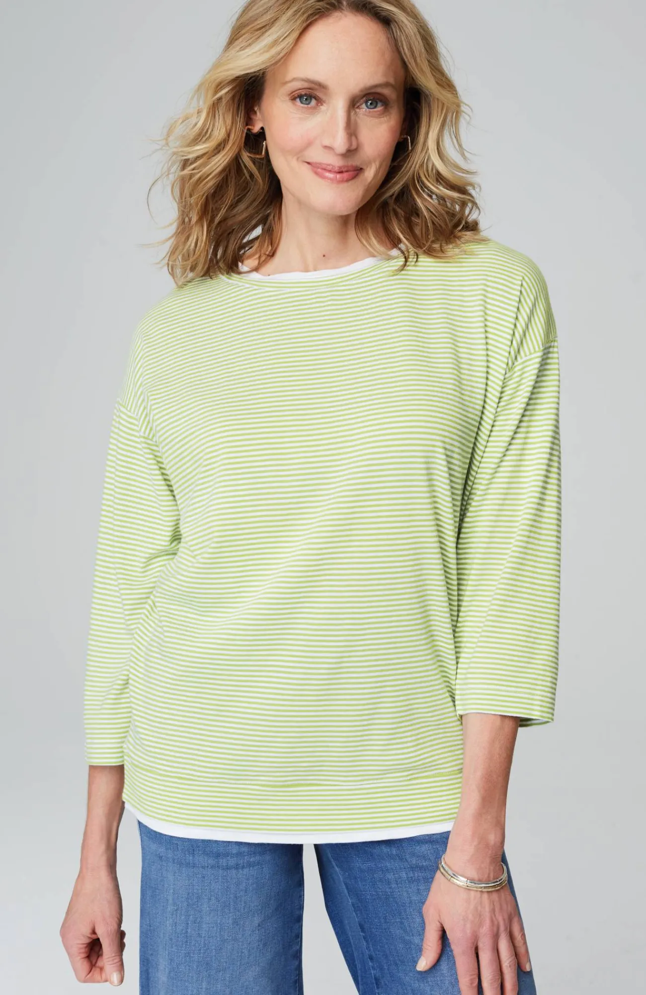 J.Jill Striped Double-Layer Tee New
