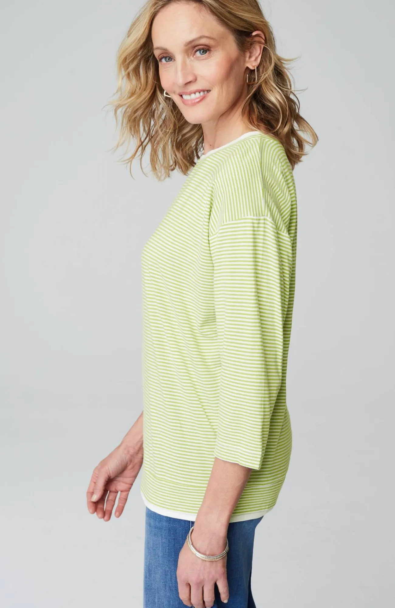 J.Jill Striped Double-Layer Tee New