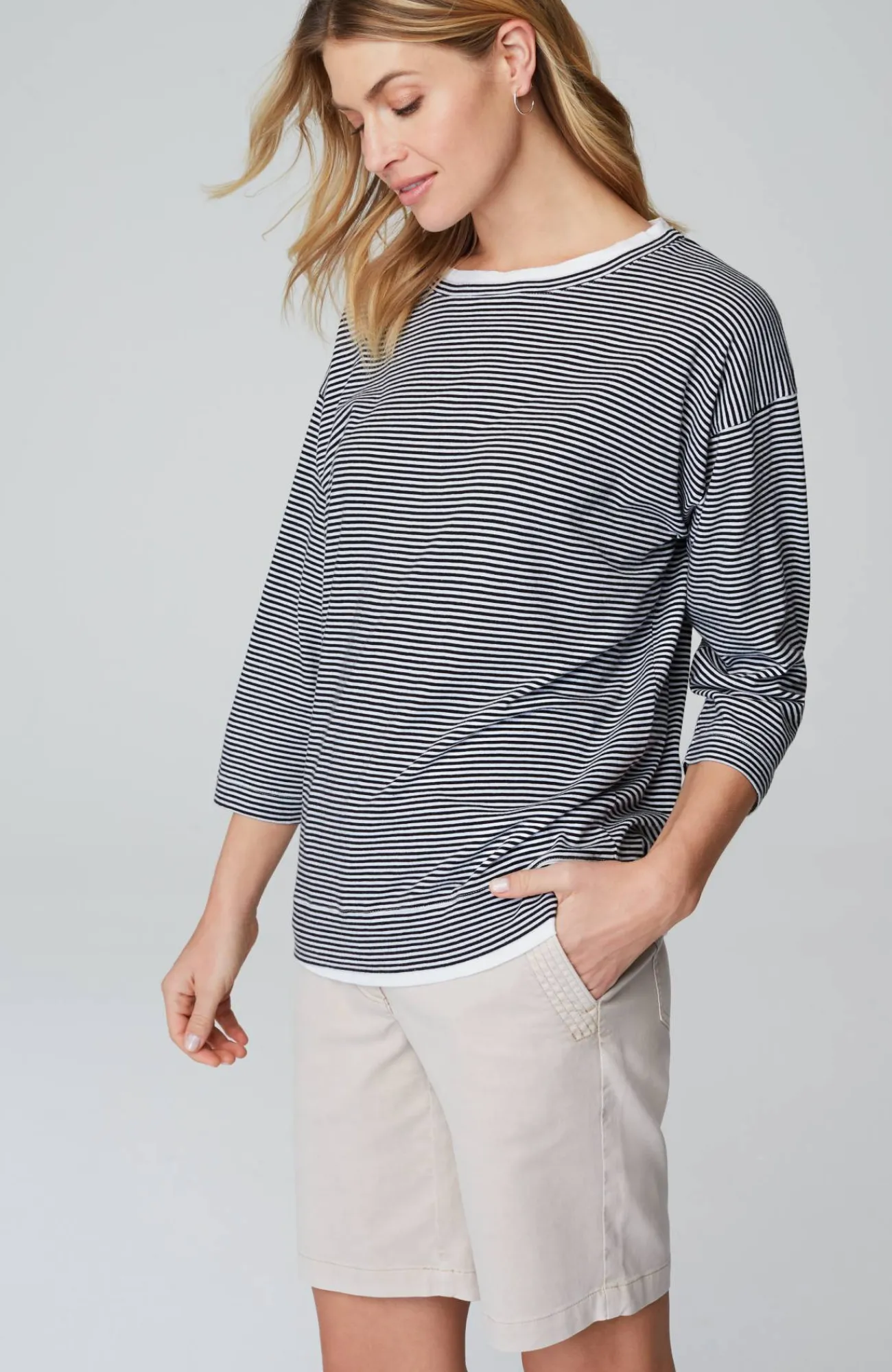 J.Jill Striped Double-Layer Tee New