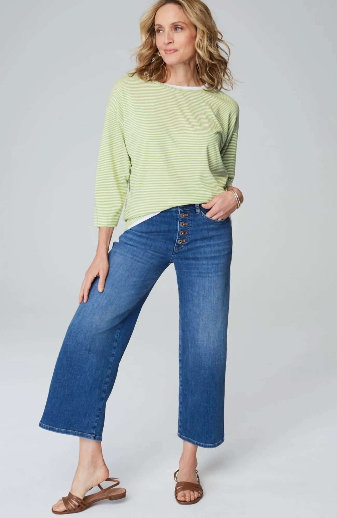 J.Jill Striped Double-Layer Tee New