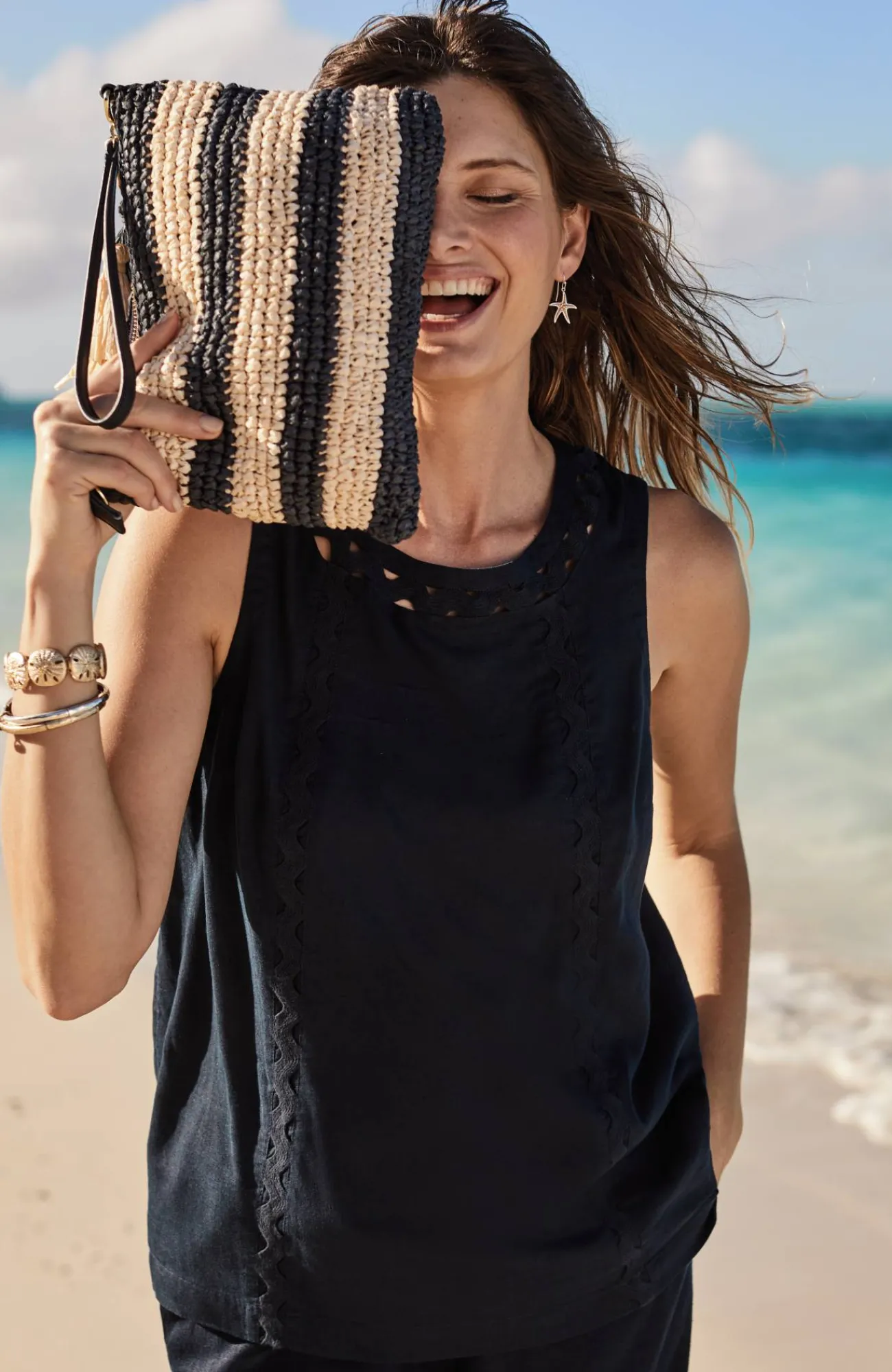 J.Jill Striped Paper Straw Crossbody Sale