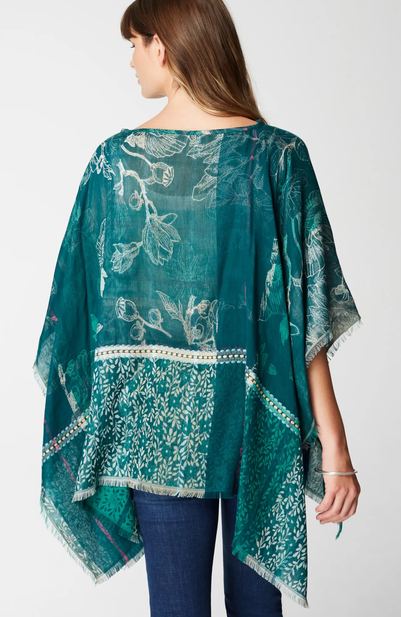 J.Jill Tapestry Jacquard Poncho Evergreen Multi Online
