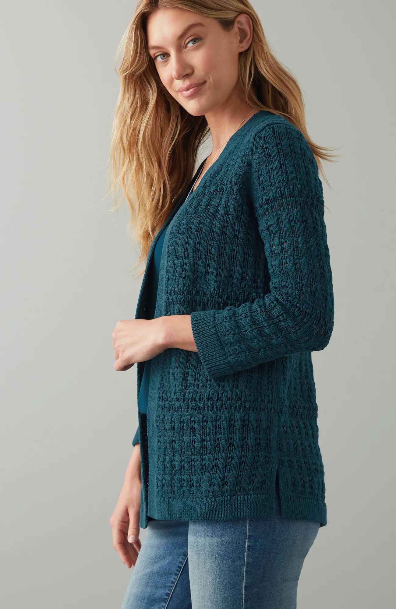 J.Jill Textured-Stitch Open-Front Cardi Clearance