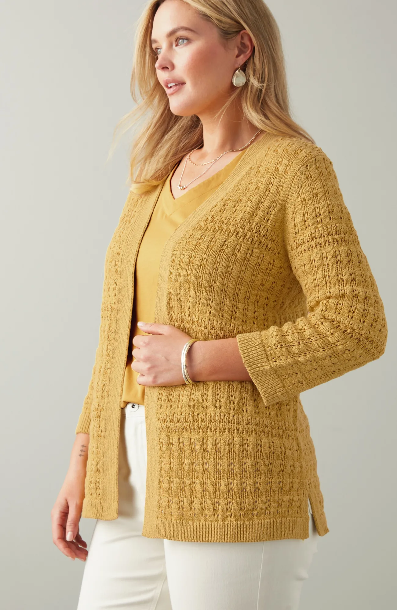 J.Jill Textured-Stitch Open-Front Cardi Clearance