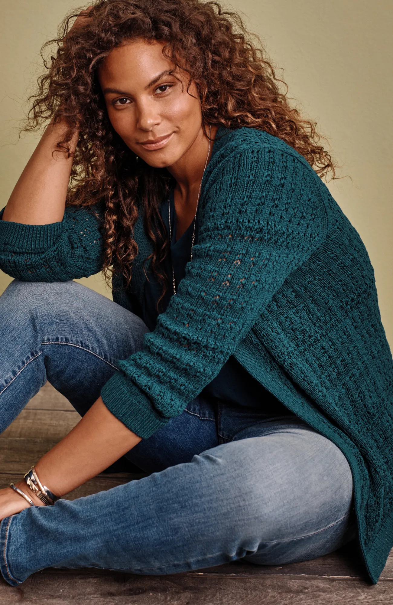 J.Jill Textured-Stitch Open-Front Cardi Clearance