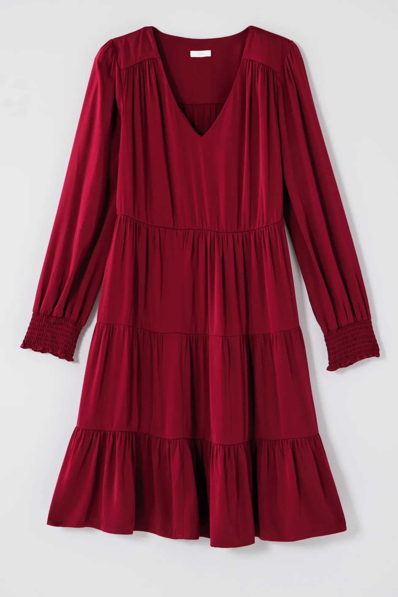 J.Jill Tiered Smocked-Sleeve Dress Crimson Cheap