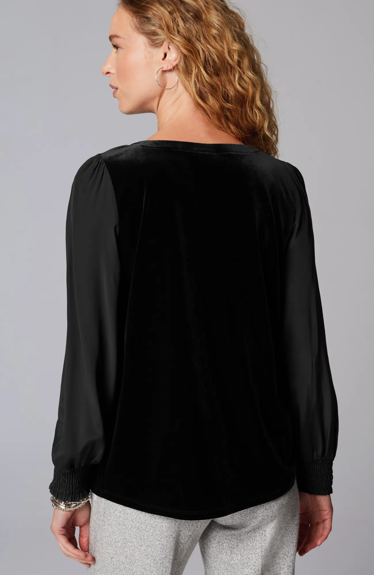 J.Jill Velour Mixed-Media Top Hot