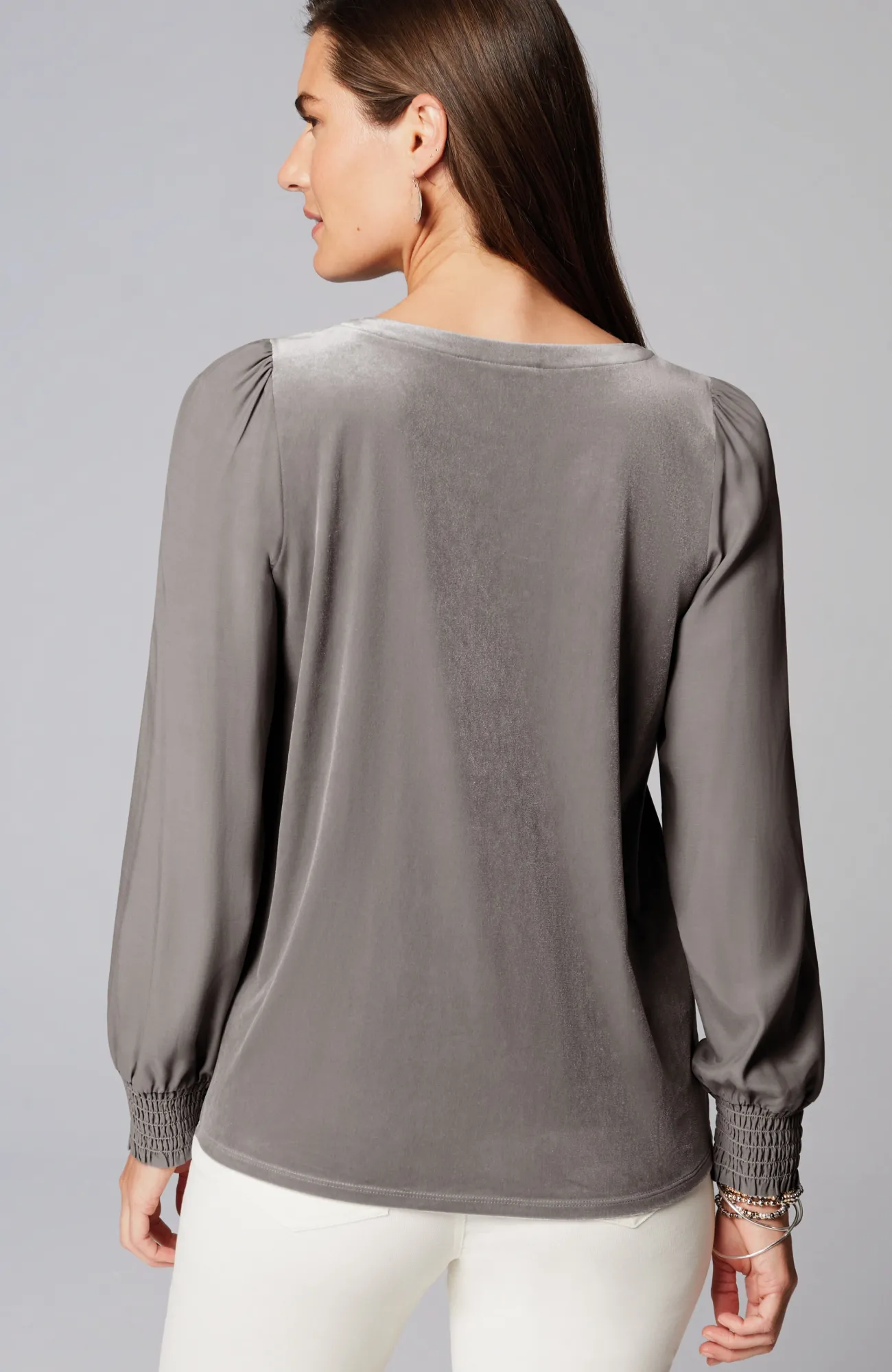 J.Jill Velour Mixed-Media Top Hot