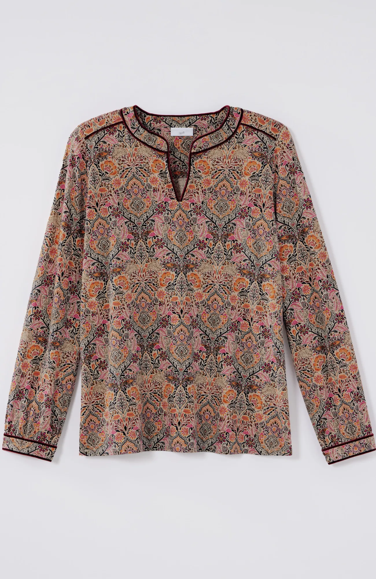 J.Jill Velvet-Piped Top Black Glistening Blooms Clearance