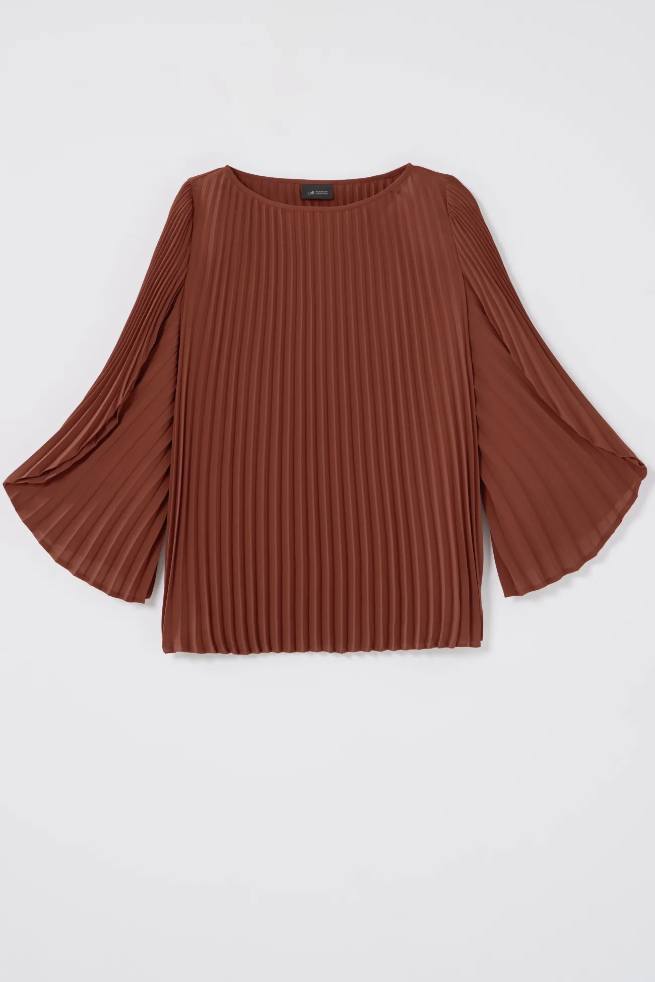 J.Jill Wearever Boat-Neck Pleated Top Auburn Clearance