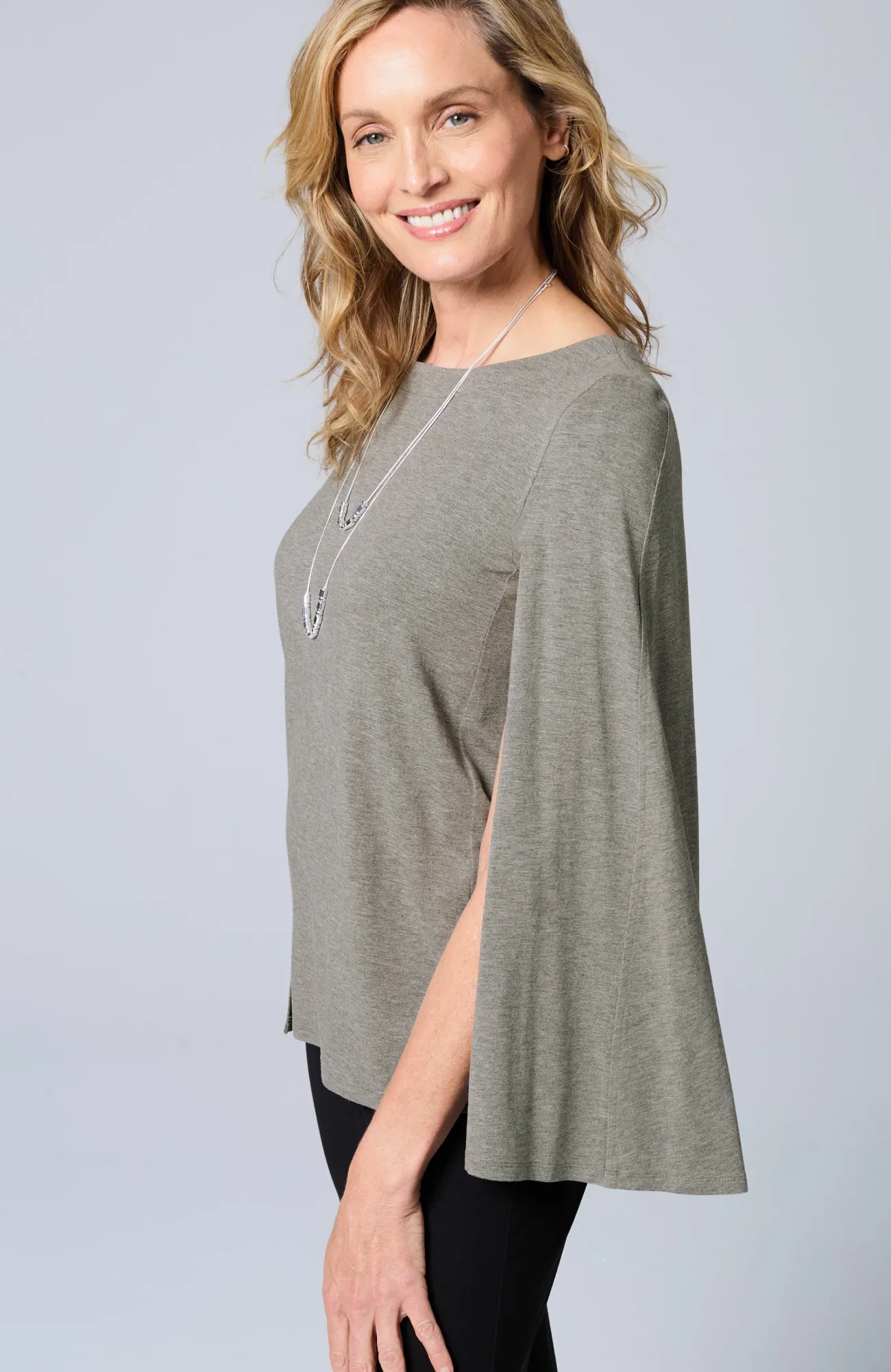 J.Jill Wearever Cape Top Dark Grey Heather Best