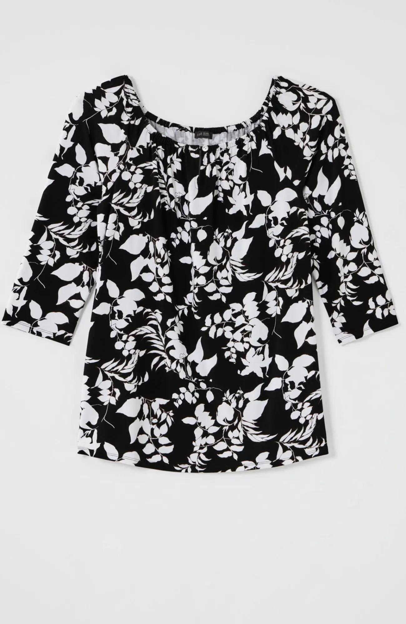 J.Jill Wearever Convertible-Shoulder Keyhole Top Black Silhouette Vines Cheap