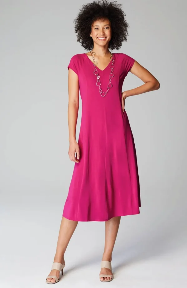 J.Jill Wearever Draped Cap-Sleeve Dress Raspberry Wine New