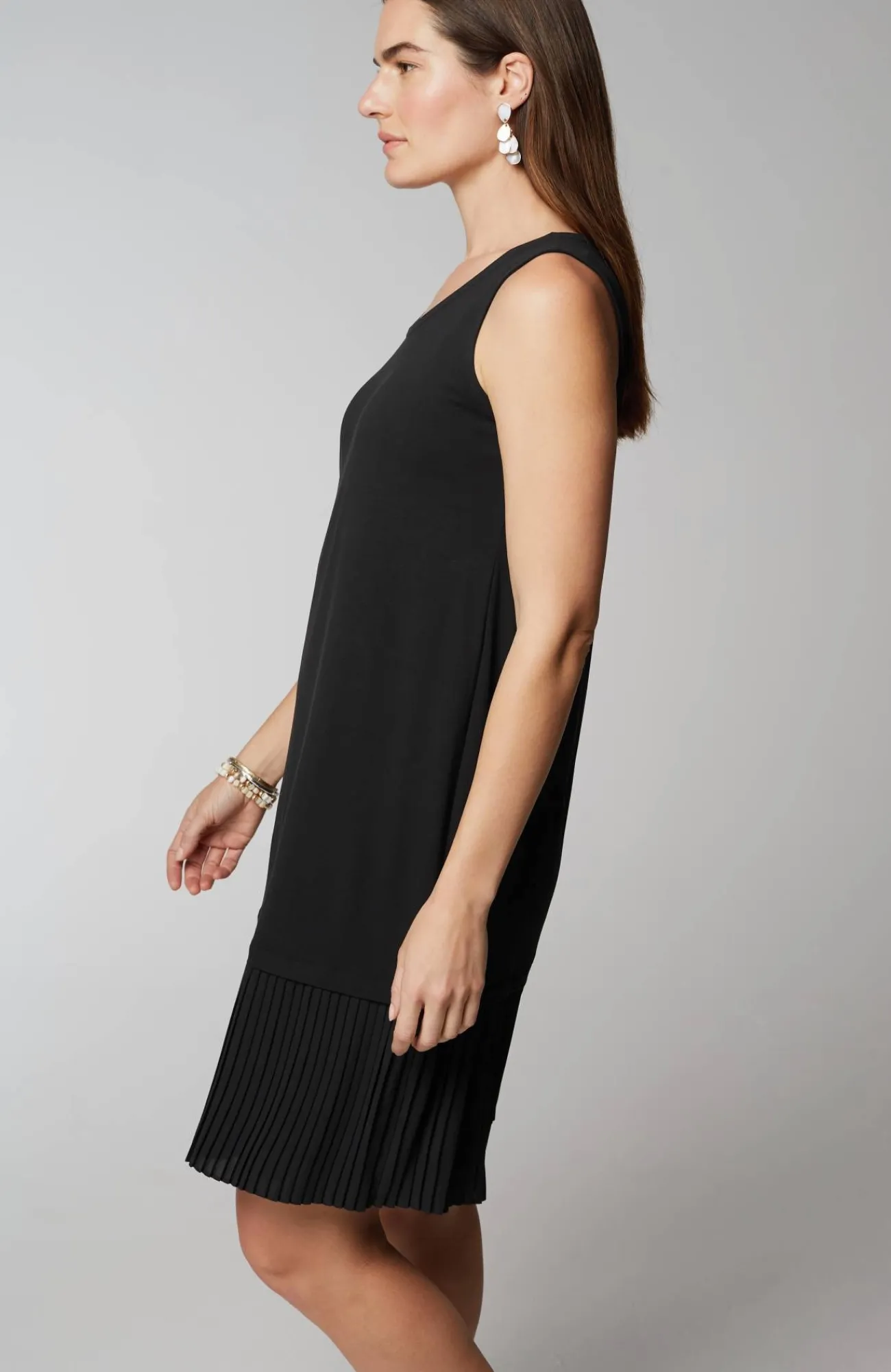 J.Jill Wearever Pleated-Hem Dress Black Clearance