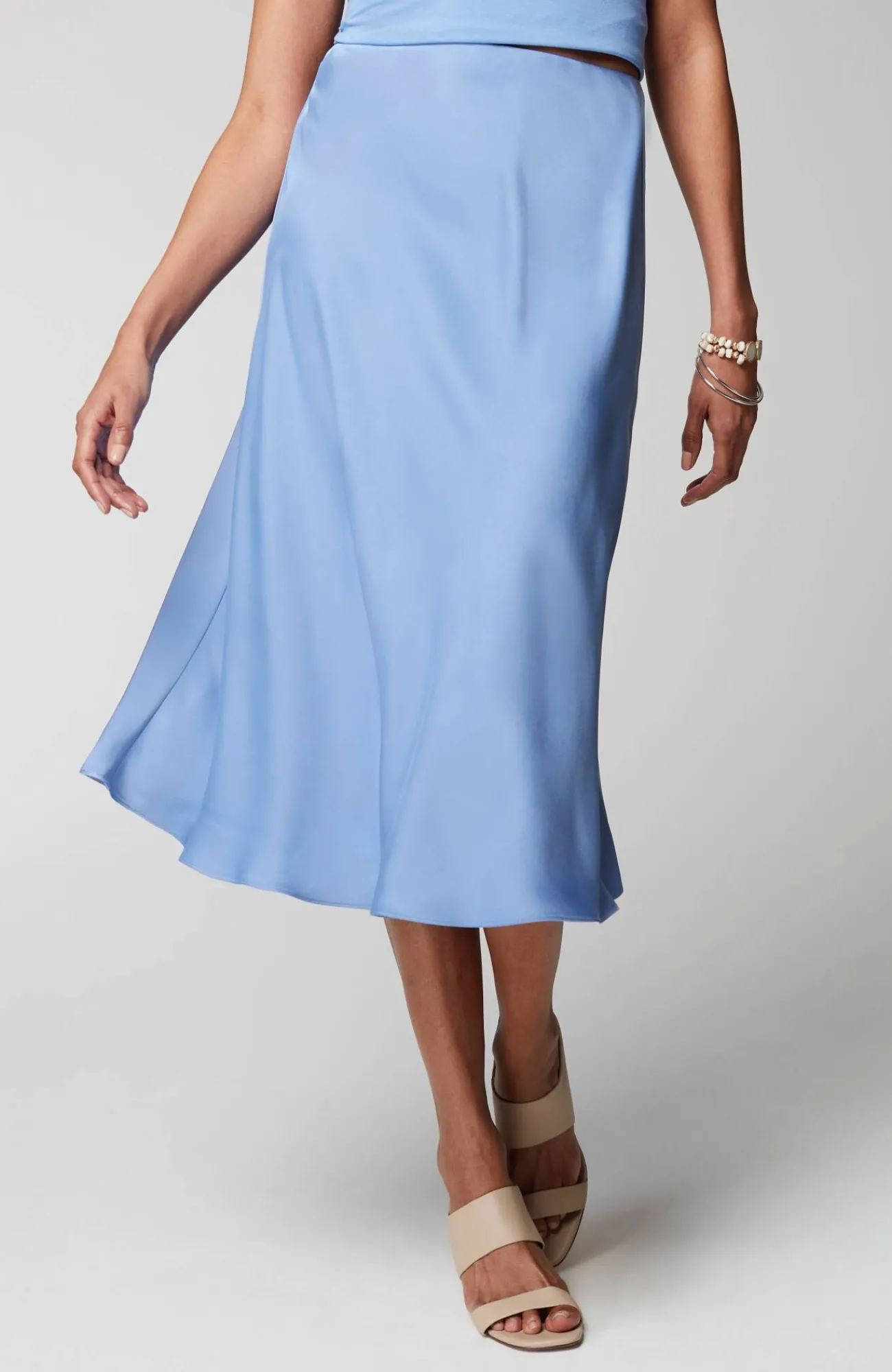 J.Jill Wearever Satin A-Line Skirt Blue Jay Store