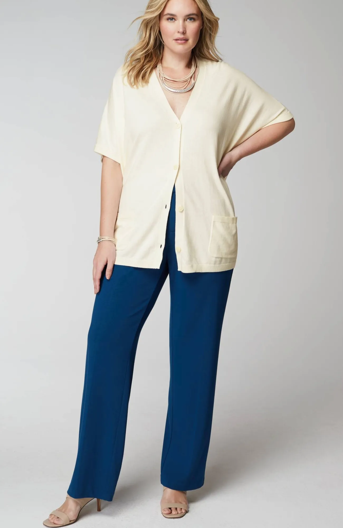 J.Jill Wearever Short Dolman-Sleeve Cardi Cream Fashion