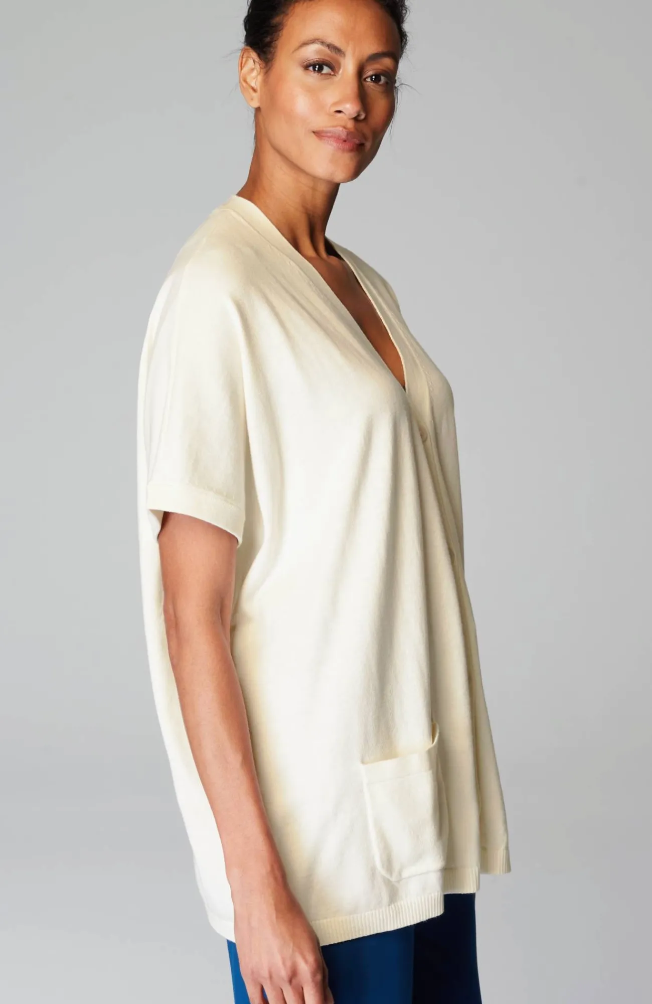 J.Jill Wearever Short Dolman-Sleeve Cardi Cream Fashion
