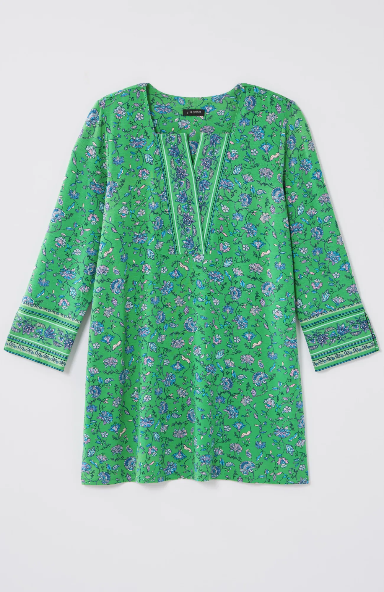 J.Jill Wearever Split-Neck Tunic Leaf Green Climbing Jacobean New