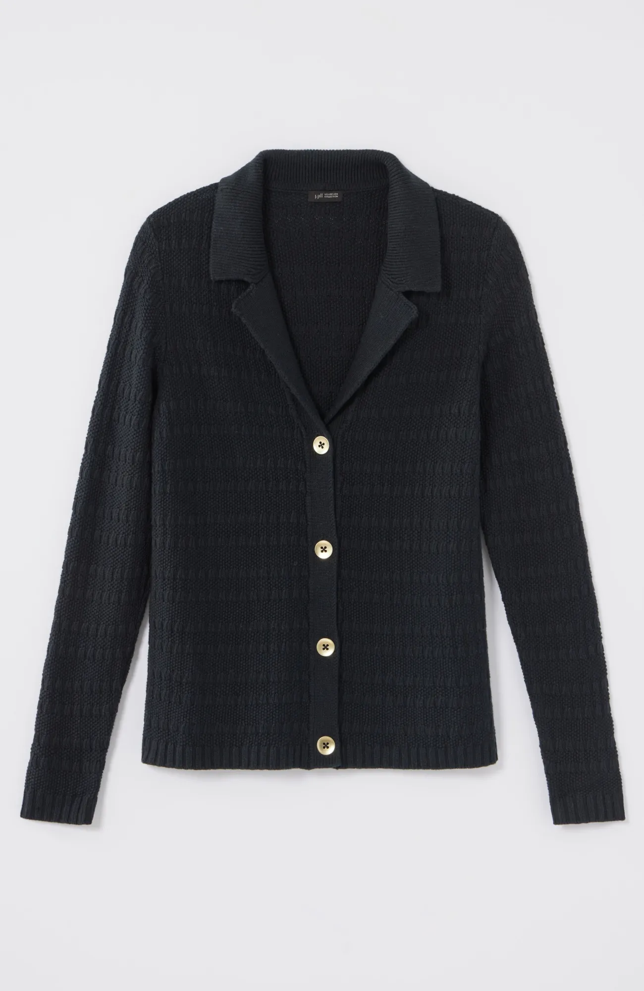 J.Jill Wearever Textured Collared Cardi Shop