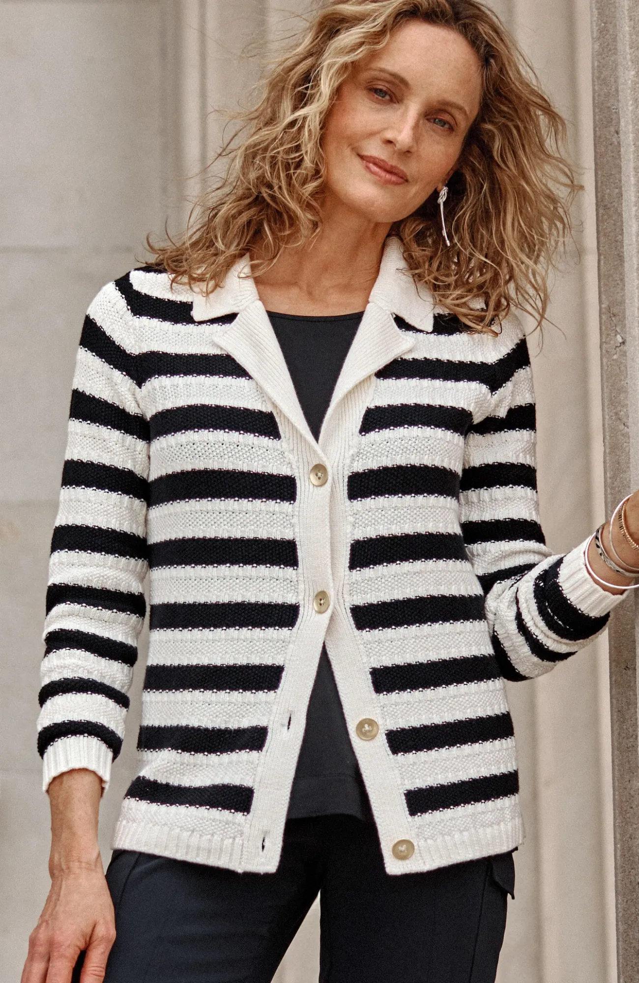 J.Jill Wearever Textured Collared Cardi Shop