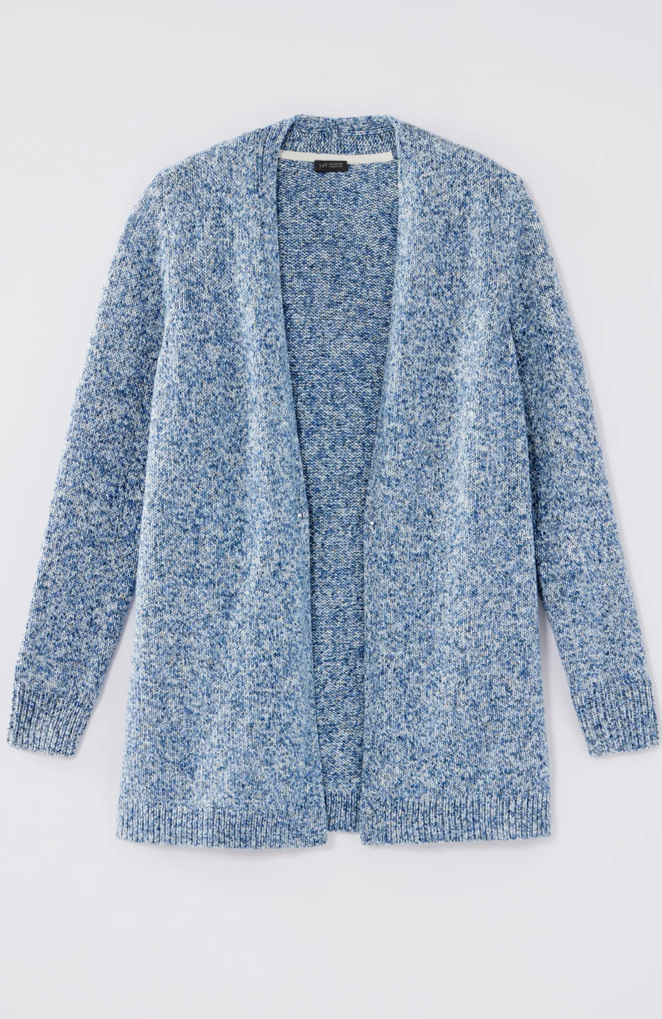 J.Jill Wearever Tweed Open-Front Cardi Navy Blue Multi Store