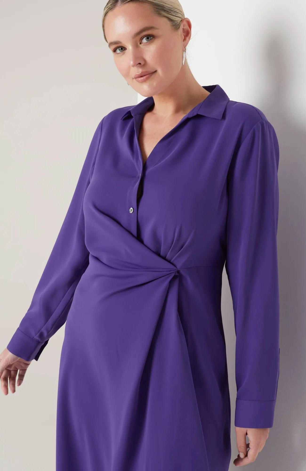 J.Jill Wearever Twist-Front Shirtdress Tanzanite Best