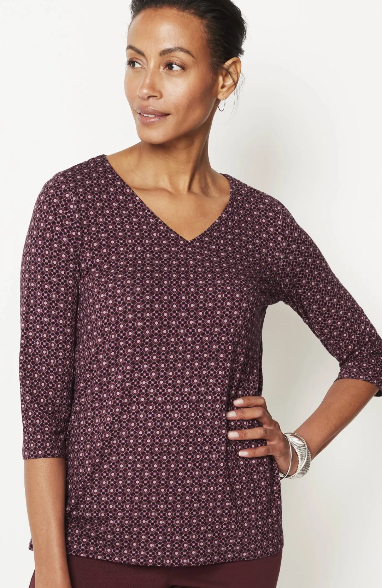 J.Jill Wearever V-Neck Ballet-Sleeve Top Hot
