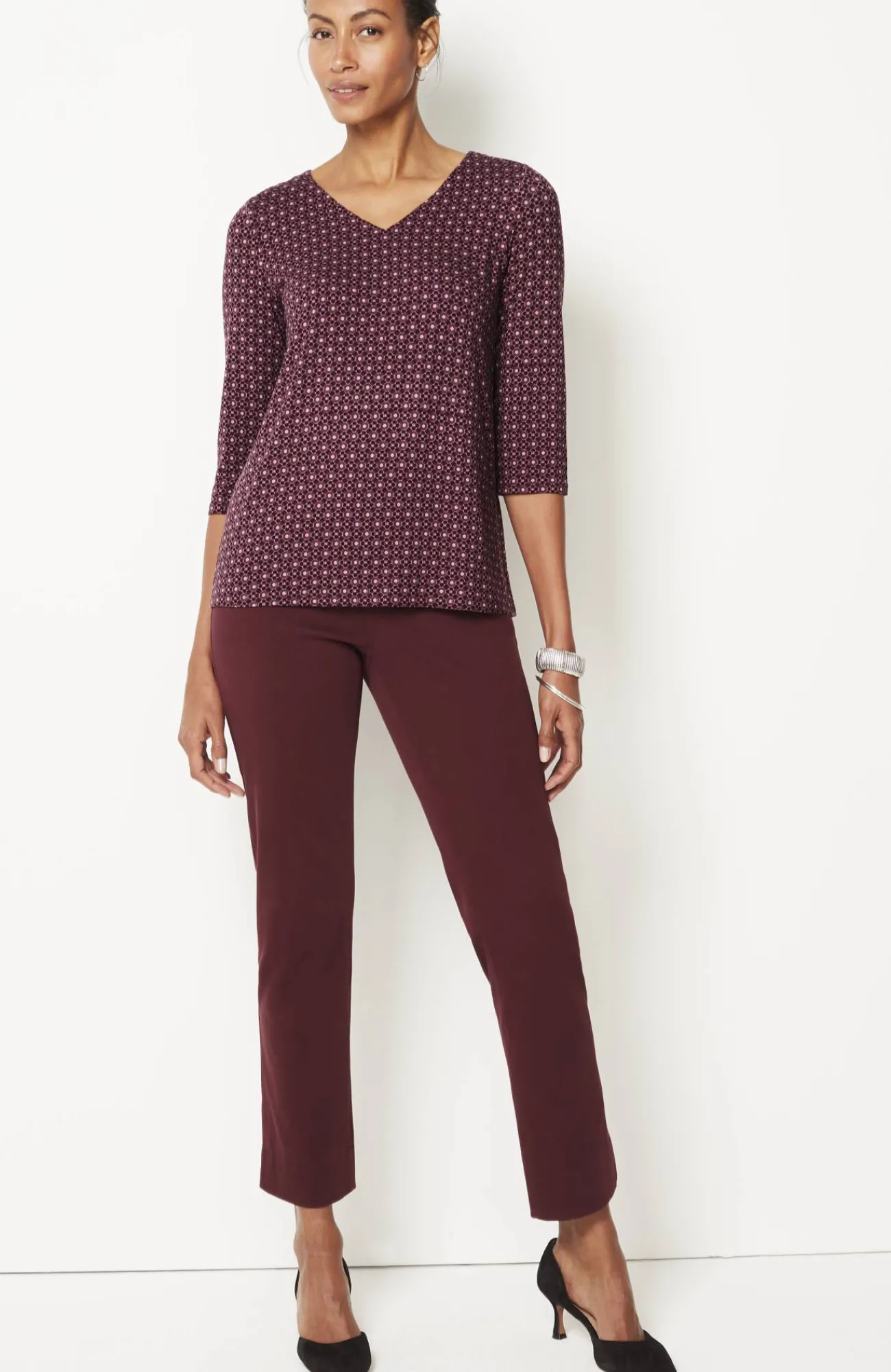 J.Jill Wearever V-Neck Ballet-Sleeve Top Hot