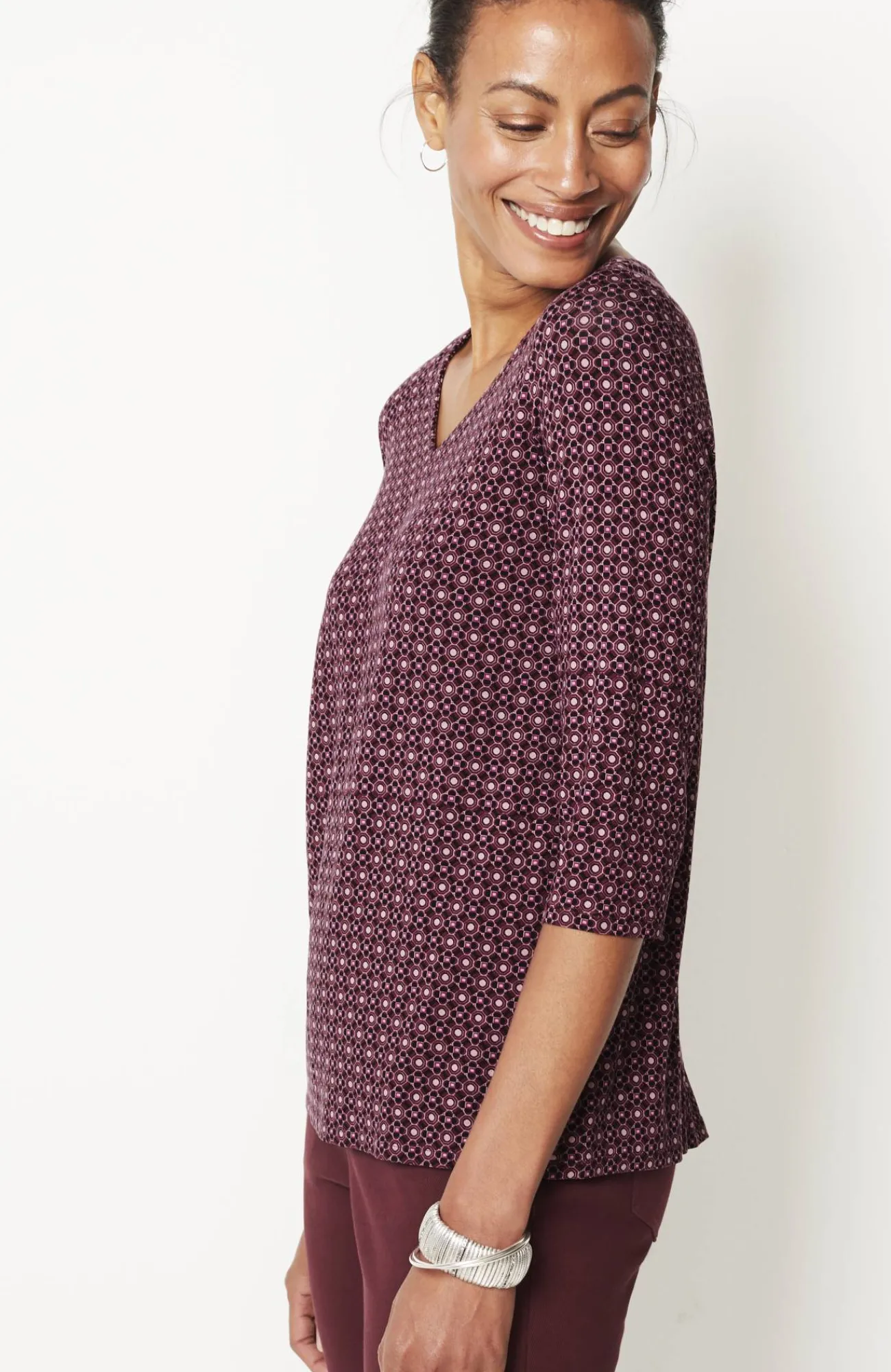 J.Jill Wearever V-Neck Ballet-Sleeve Top Hot