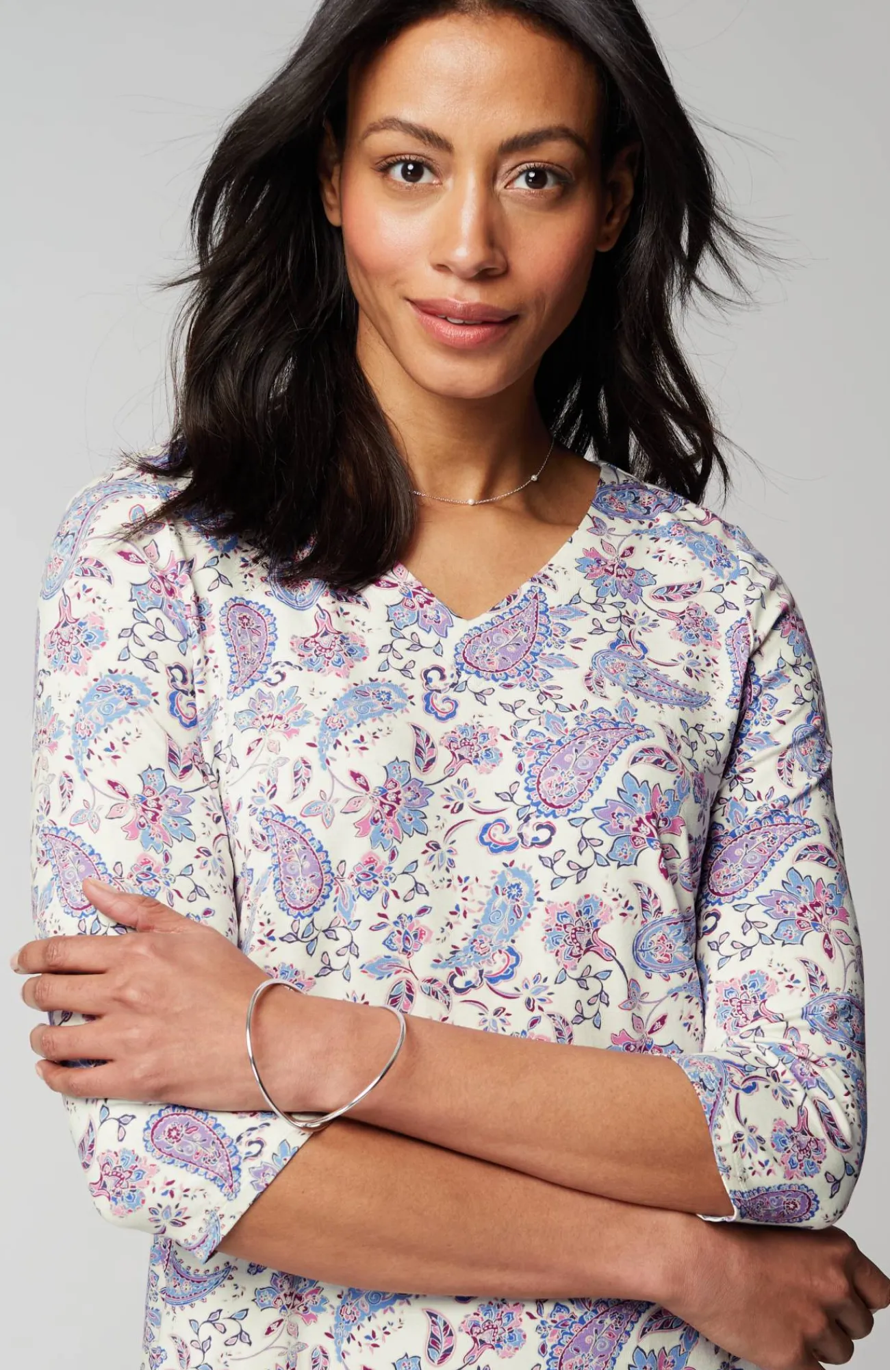 J.Jill Wearever V-Neck Ballet-Sleeve Top Hot