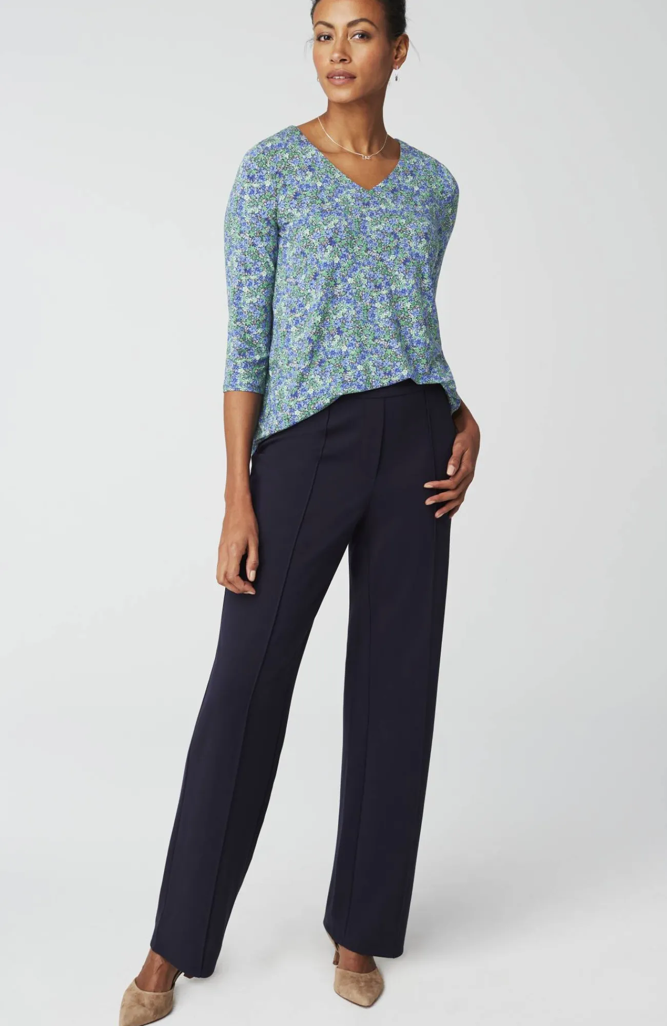 J.Jill Wearever V-Neck Ballet-Sleeve Top Hot